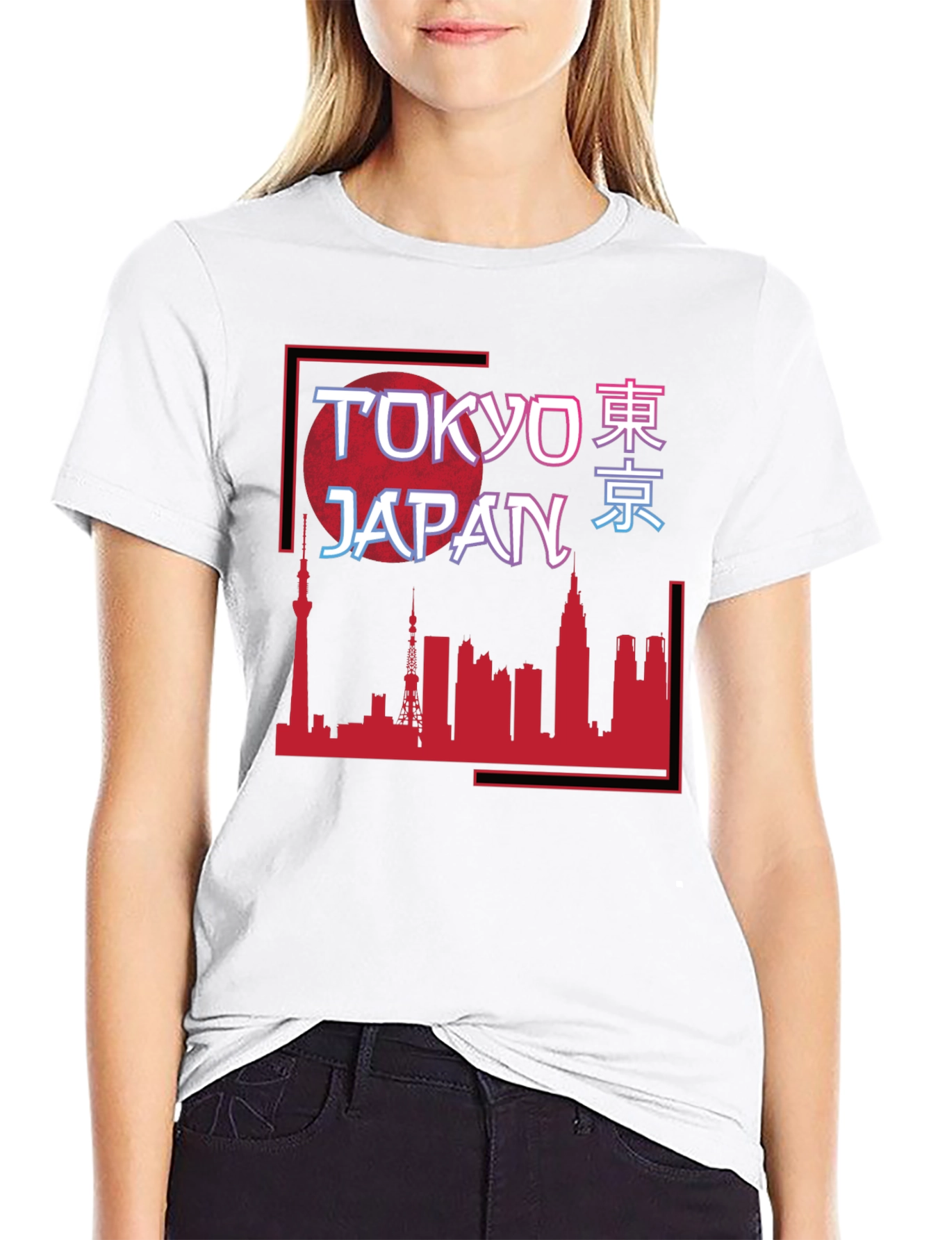 Tokyo Japan Skyline Graphic Tee - Black Cotton T-Shirt