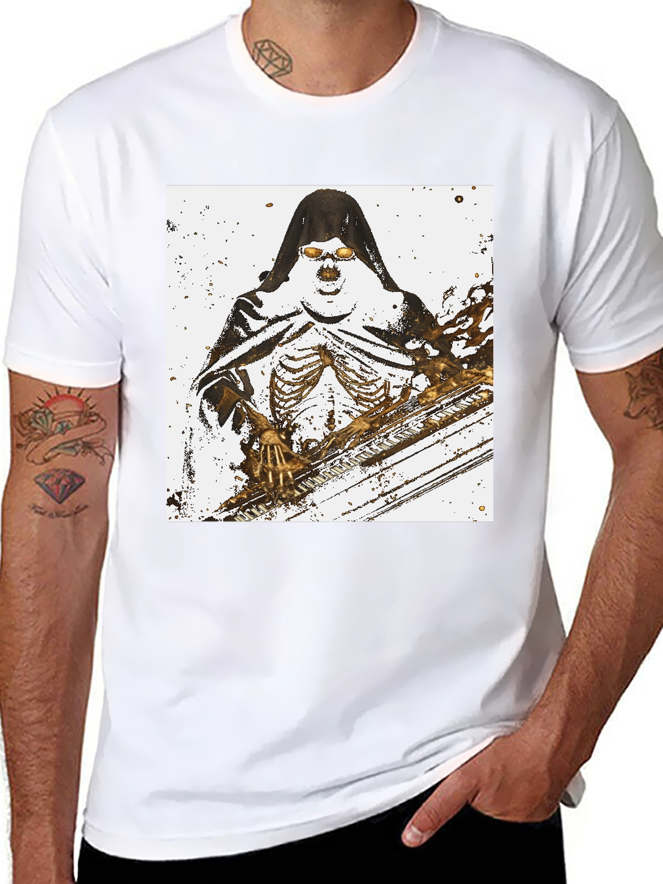 Grim Reaper Skeleton Graphic T-Shirt