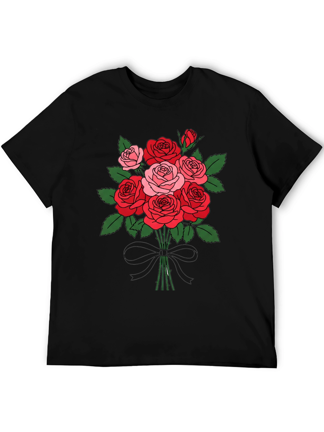 Floral Bouquet T-Shirt: Roses and Bow