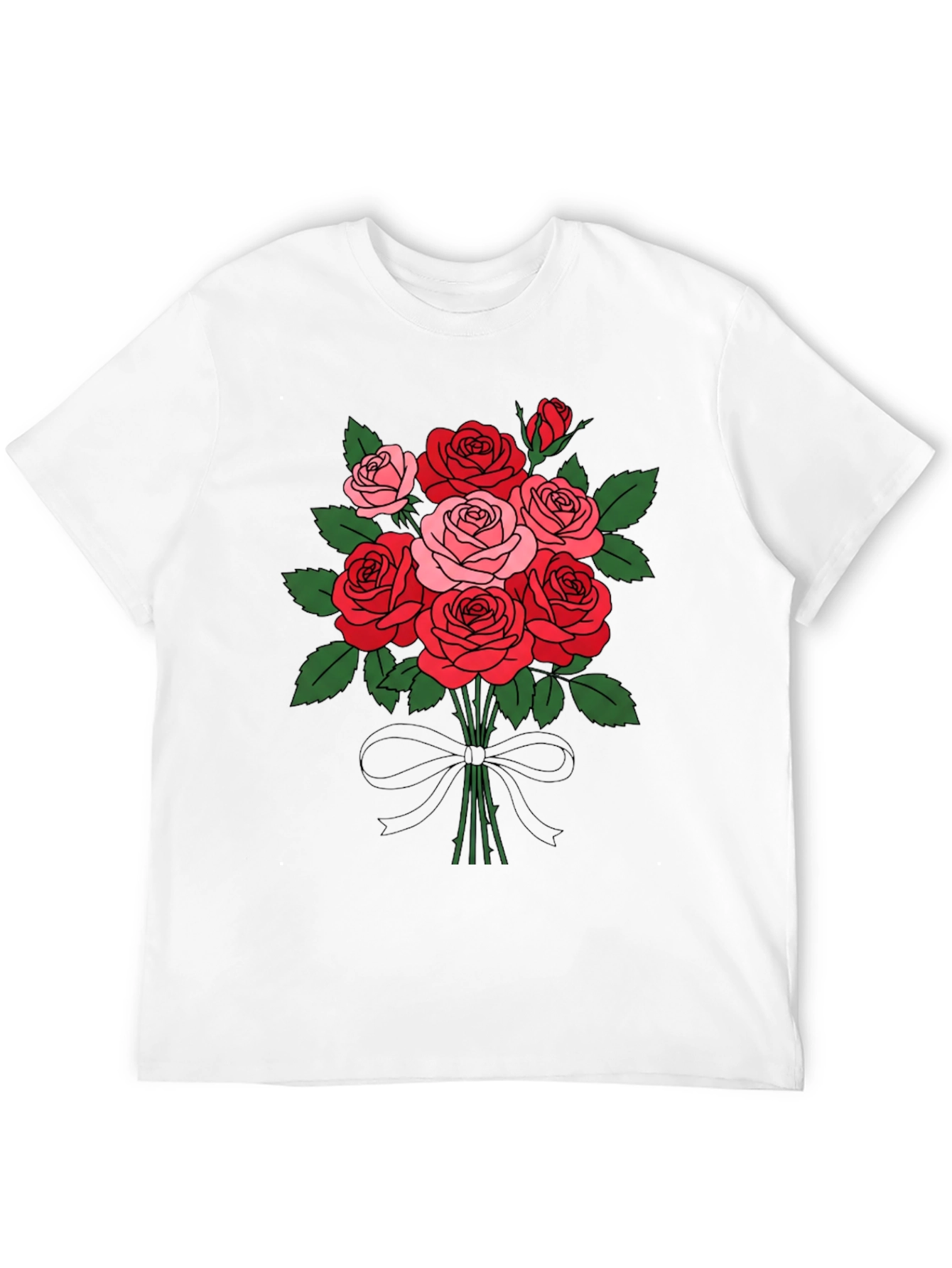 Floral Bouquet T-Shirt: Roses and Bow