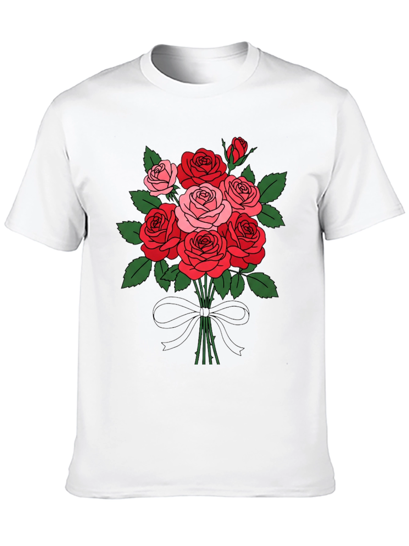 Floral Bouquet T-Shirt: Roses and Bow