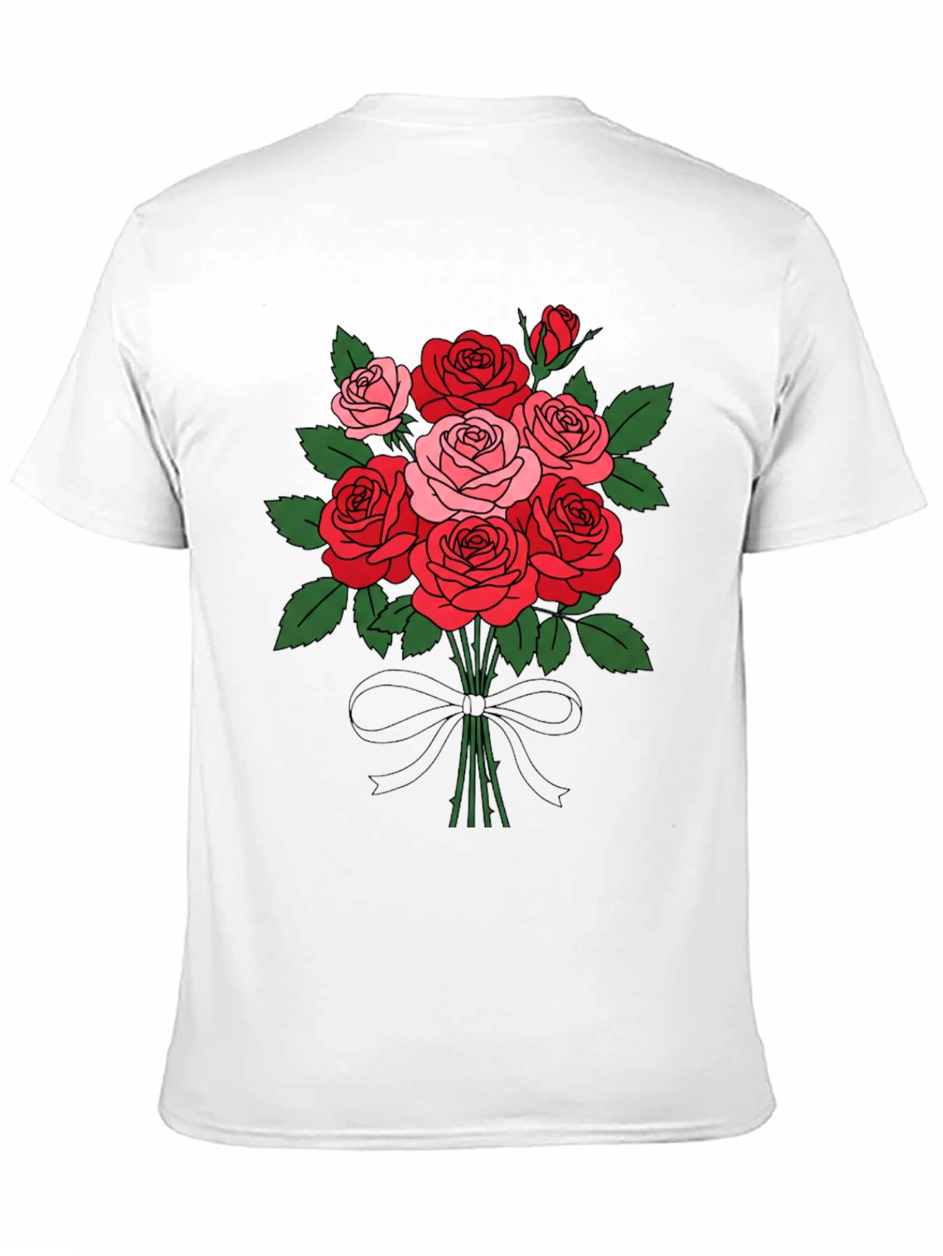 Floral Bouquet T-Shirt: Roses and Bow