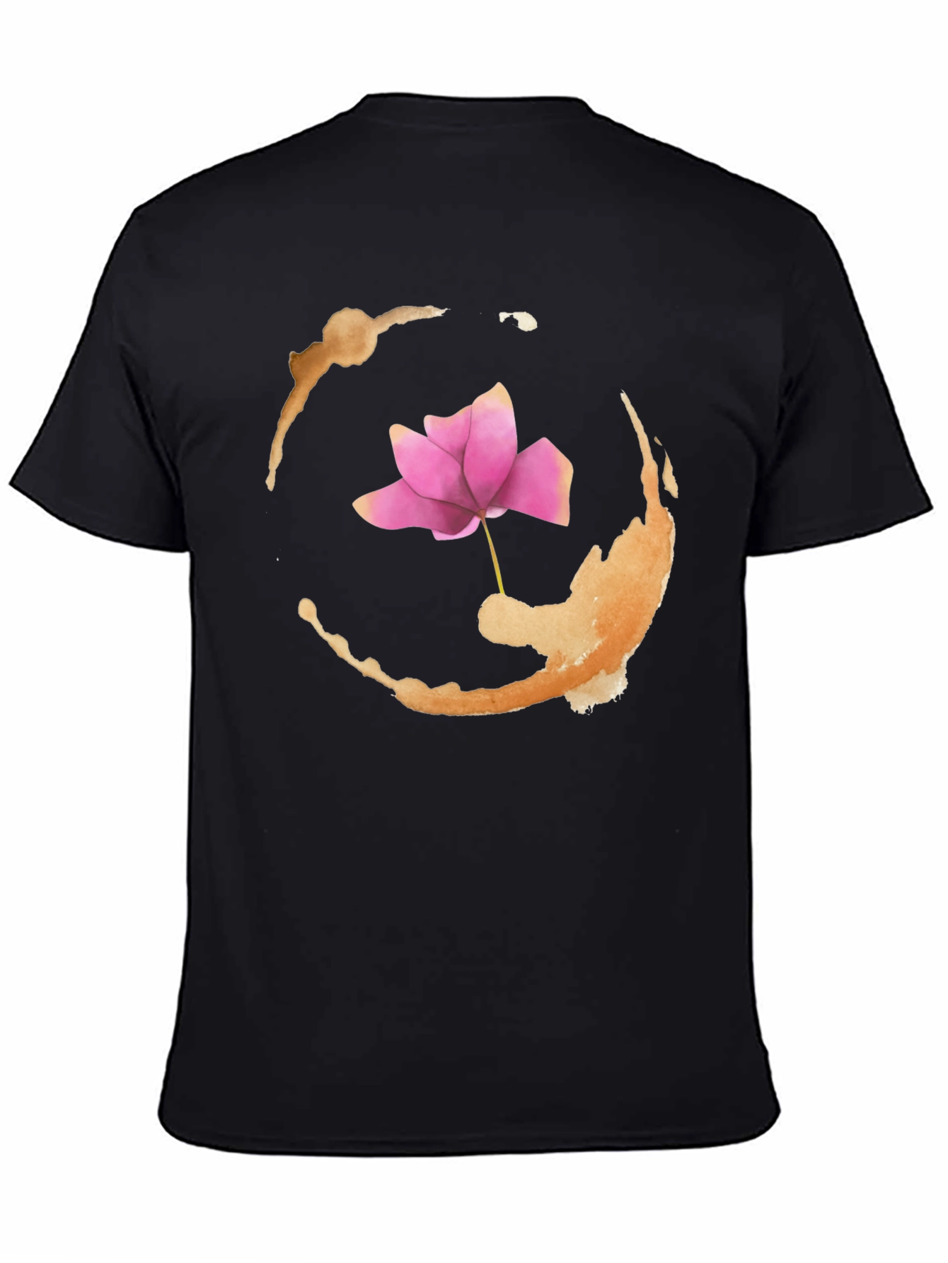 Lotus Flower Graphic Print Black T-Shirt