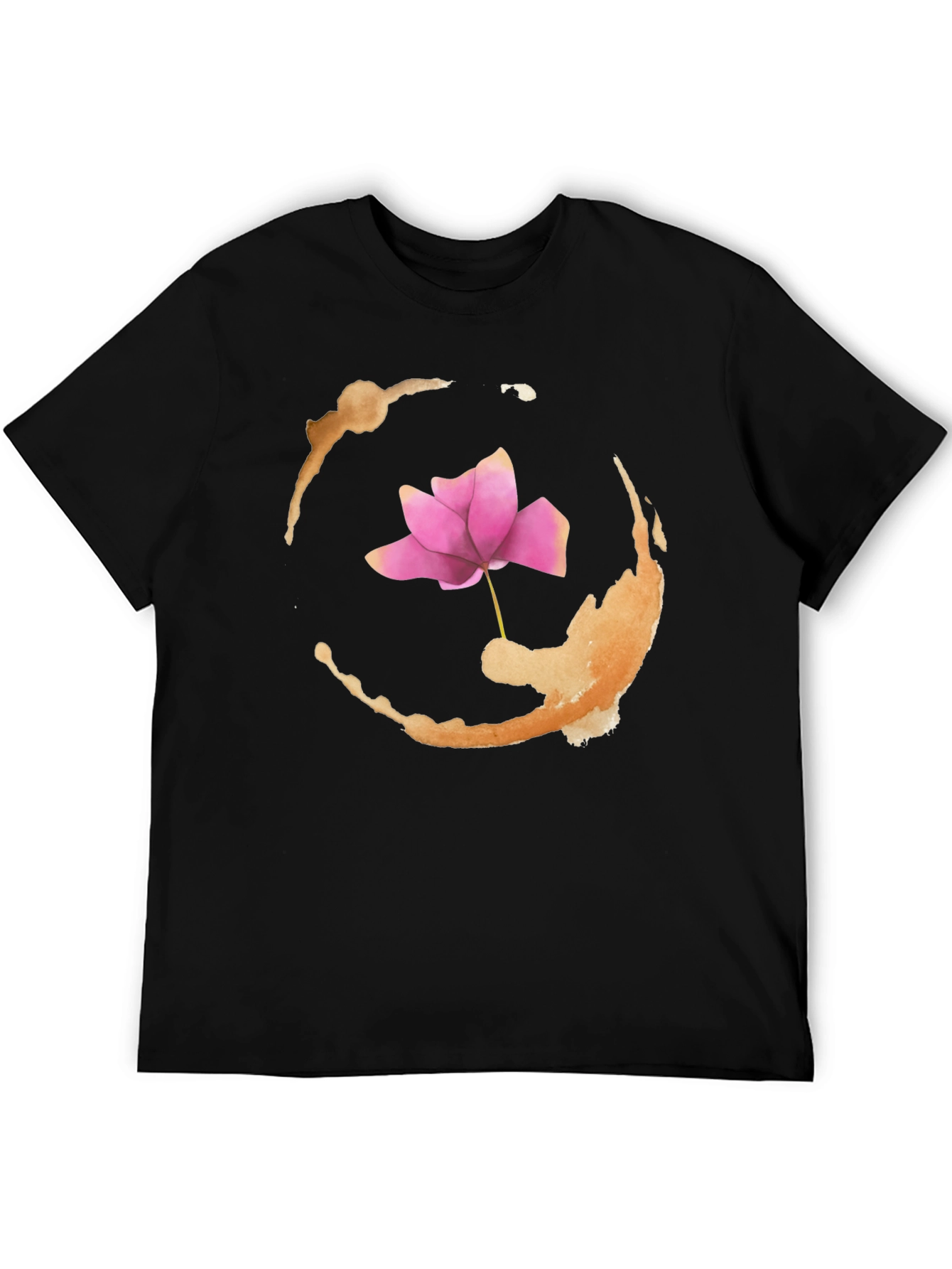 Lotus Flower Graphic Print Black T-Shirt