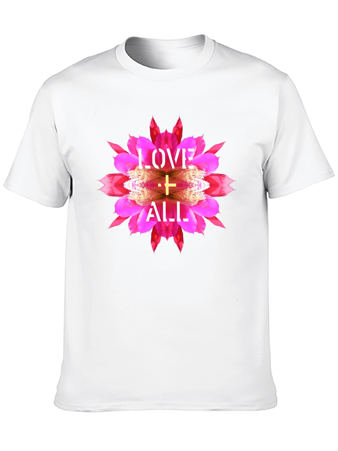 Love All Graphic Tee - Floral Cross Design