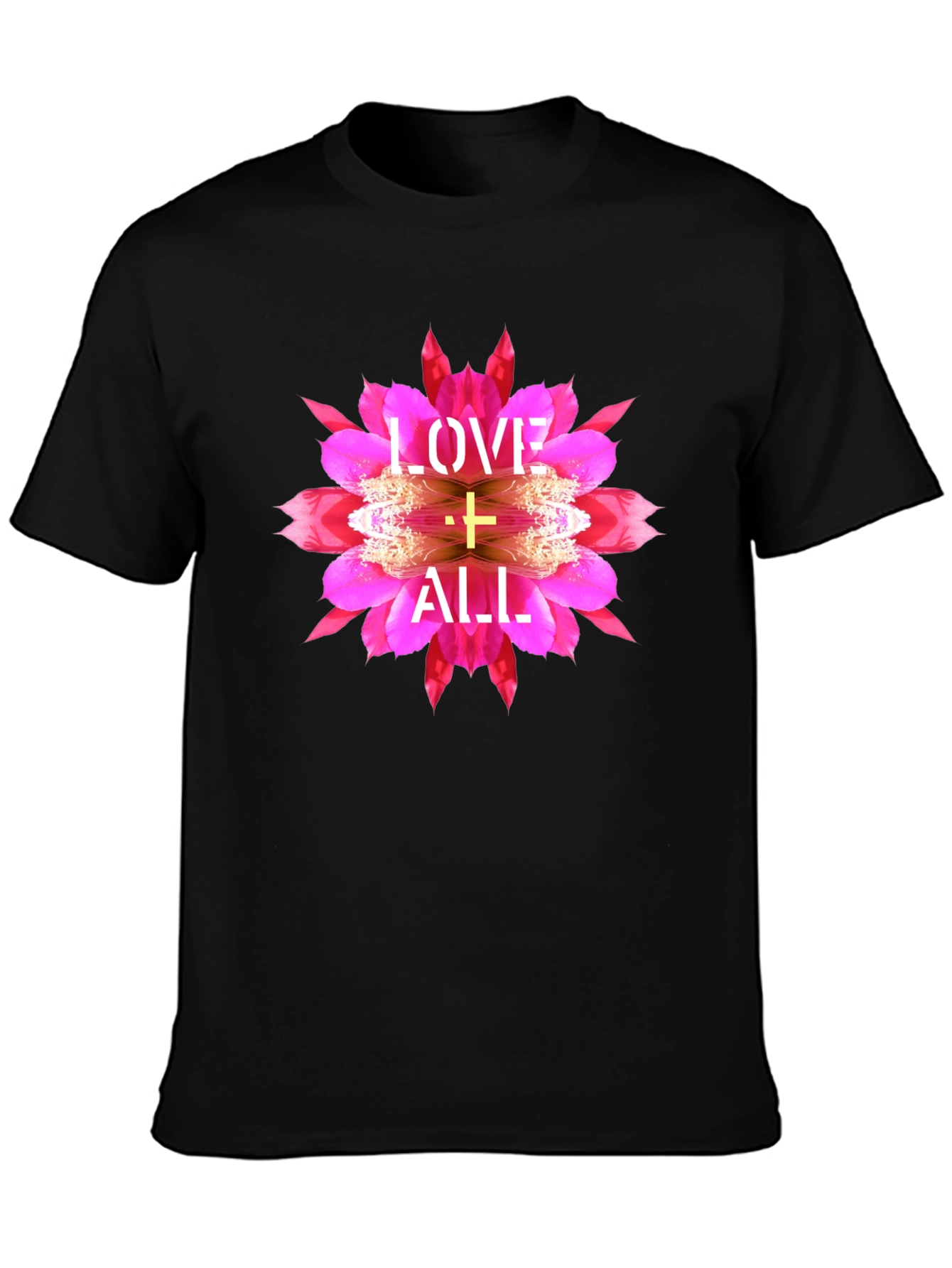 Love All Graphic Tee - Floral Cross Design
