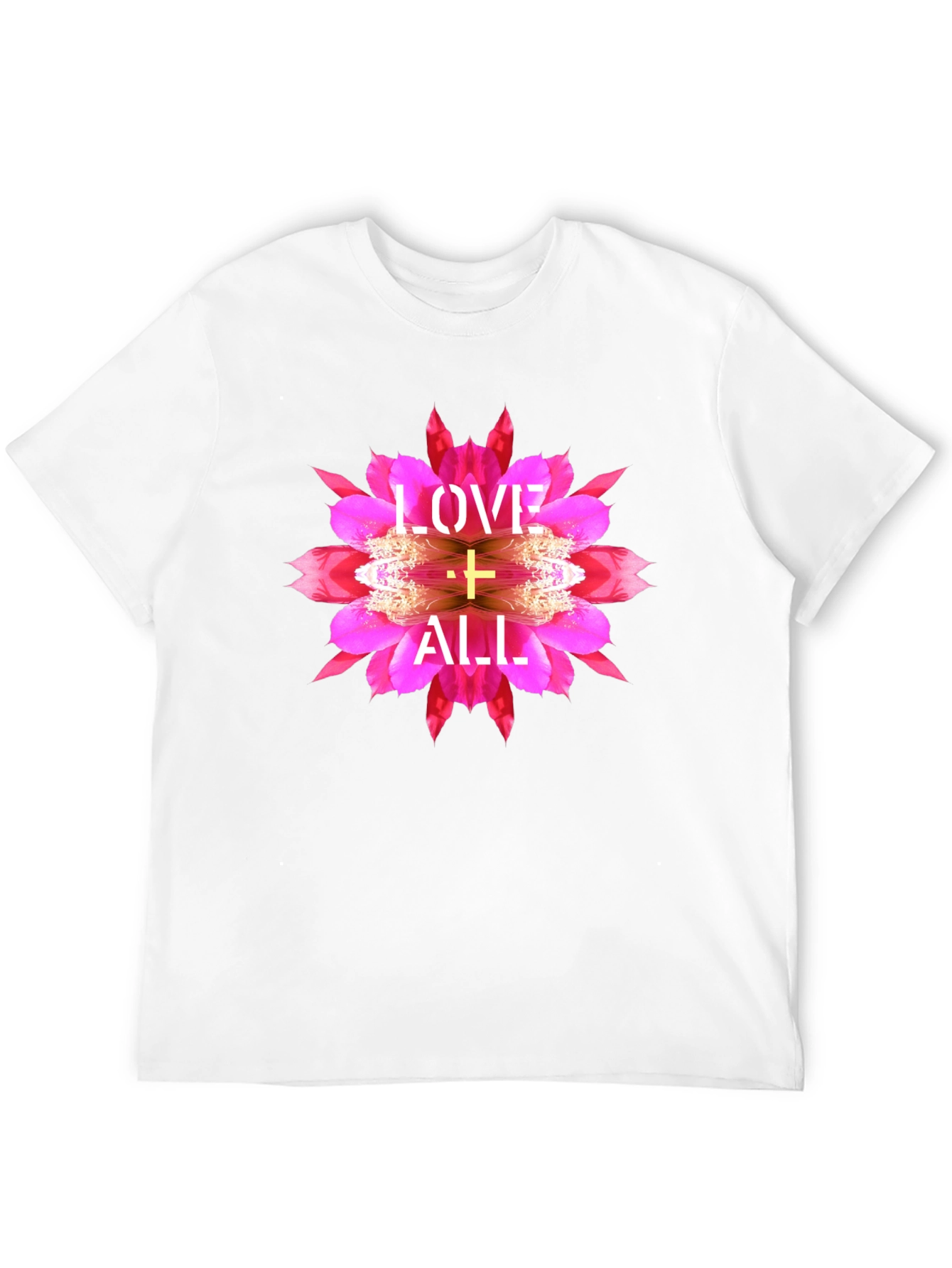 Love All Graphic Tee - Floral Cross Design