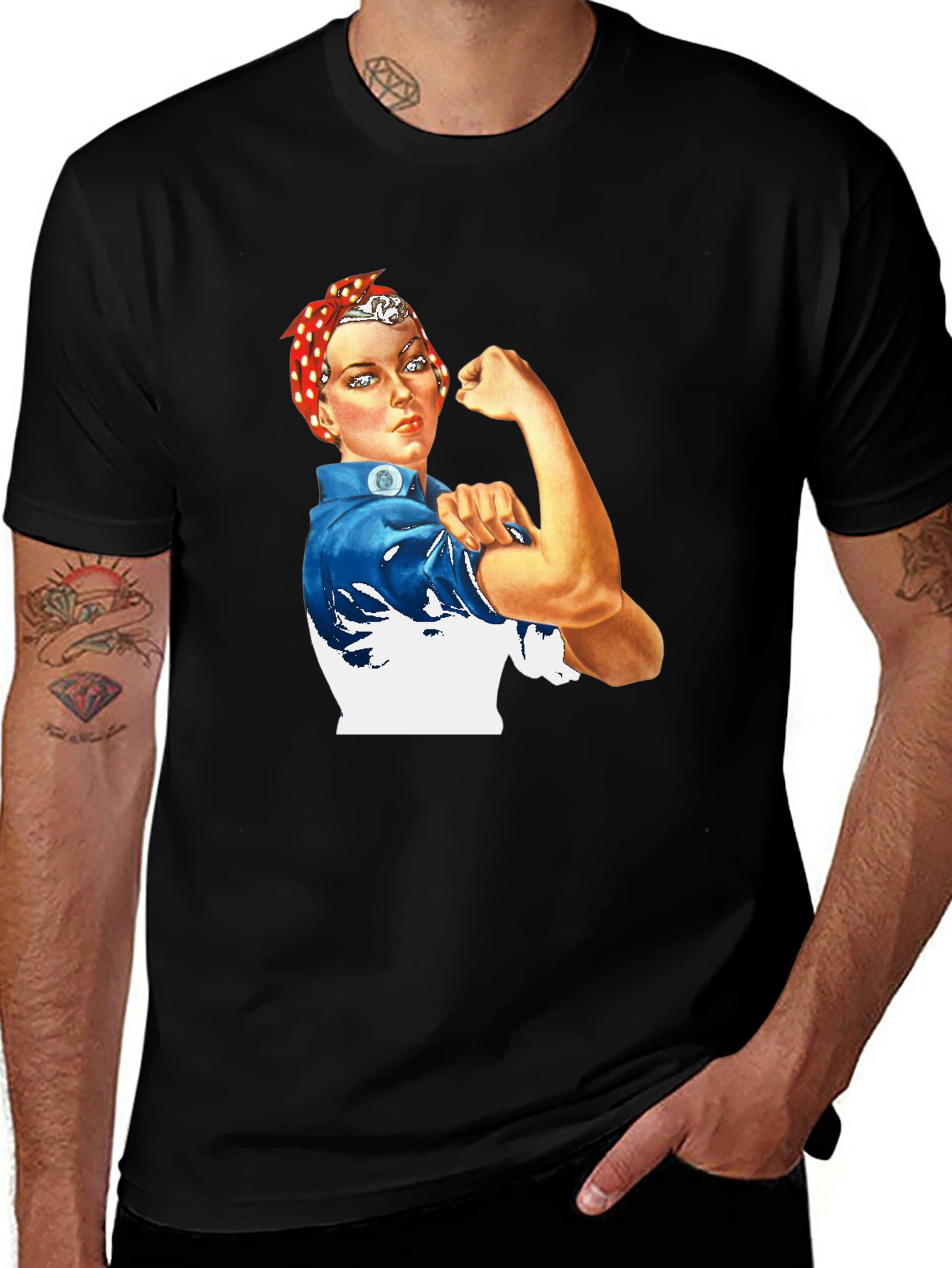 Rosie the Riveter Graphic T-Shirt - Black