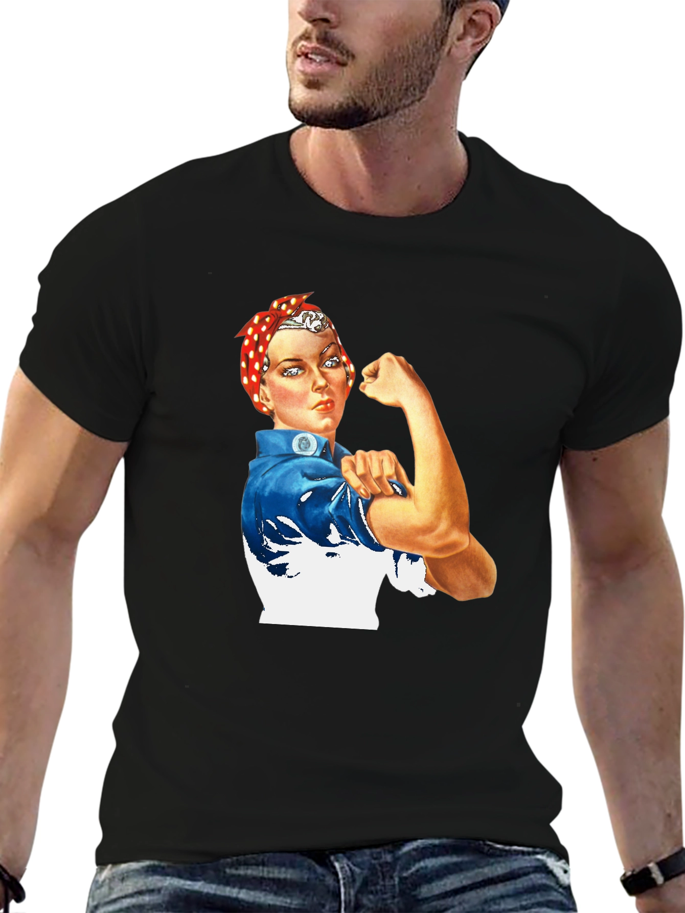 Rosie the Riveter Graphic T-Shirt - Black