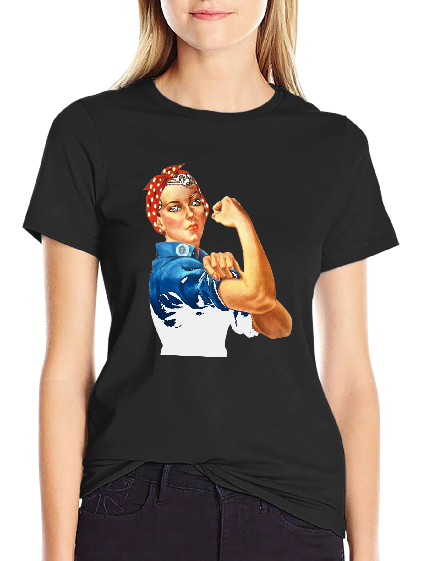 Rosie the Riveter Graphic T-Shirt - Black