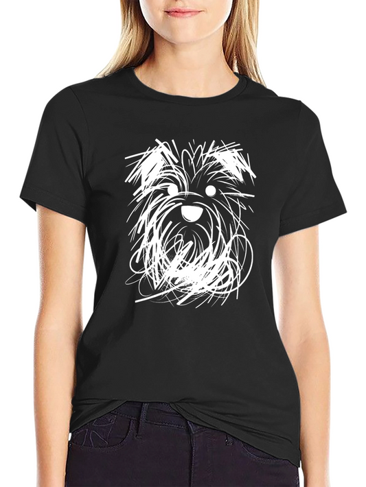 Dog Scribble Graphic Tee - Mens Black Crew Neck T-Shirt