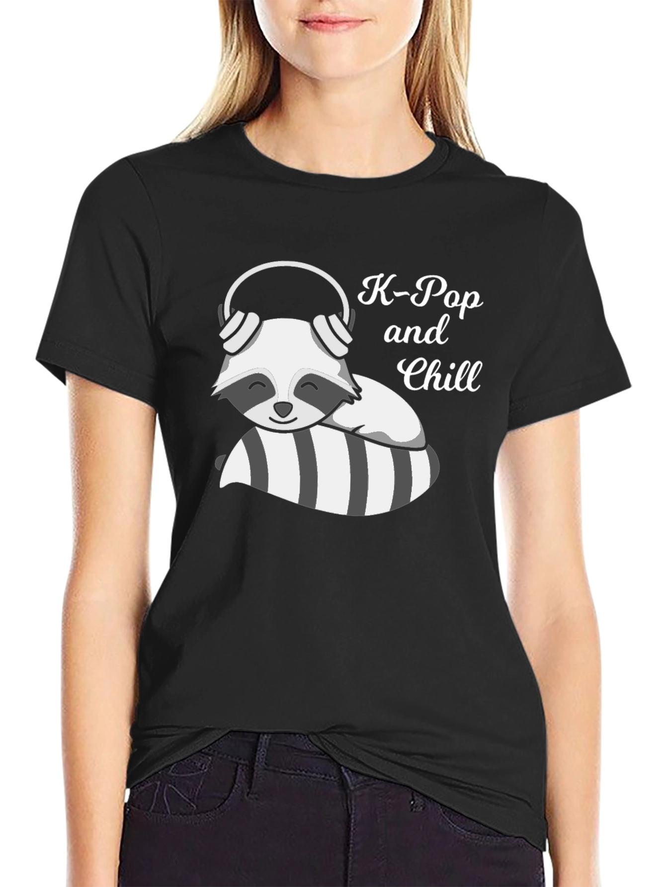 K-Pop & Chill Raccoon Graphic Tee