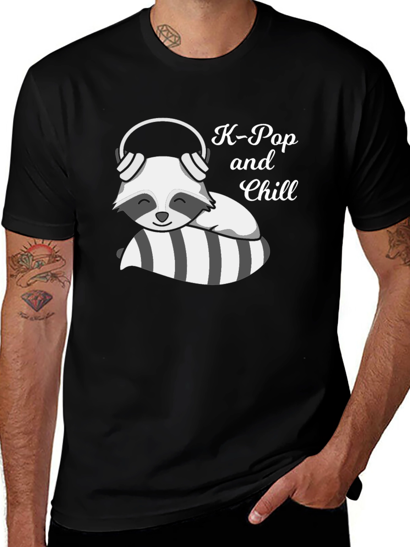 K-Pop & Chill Raccoon Graphic Tee