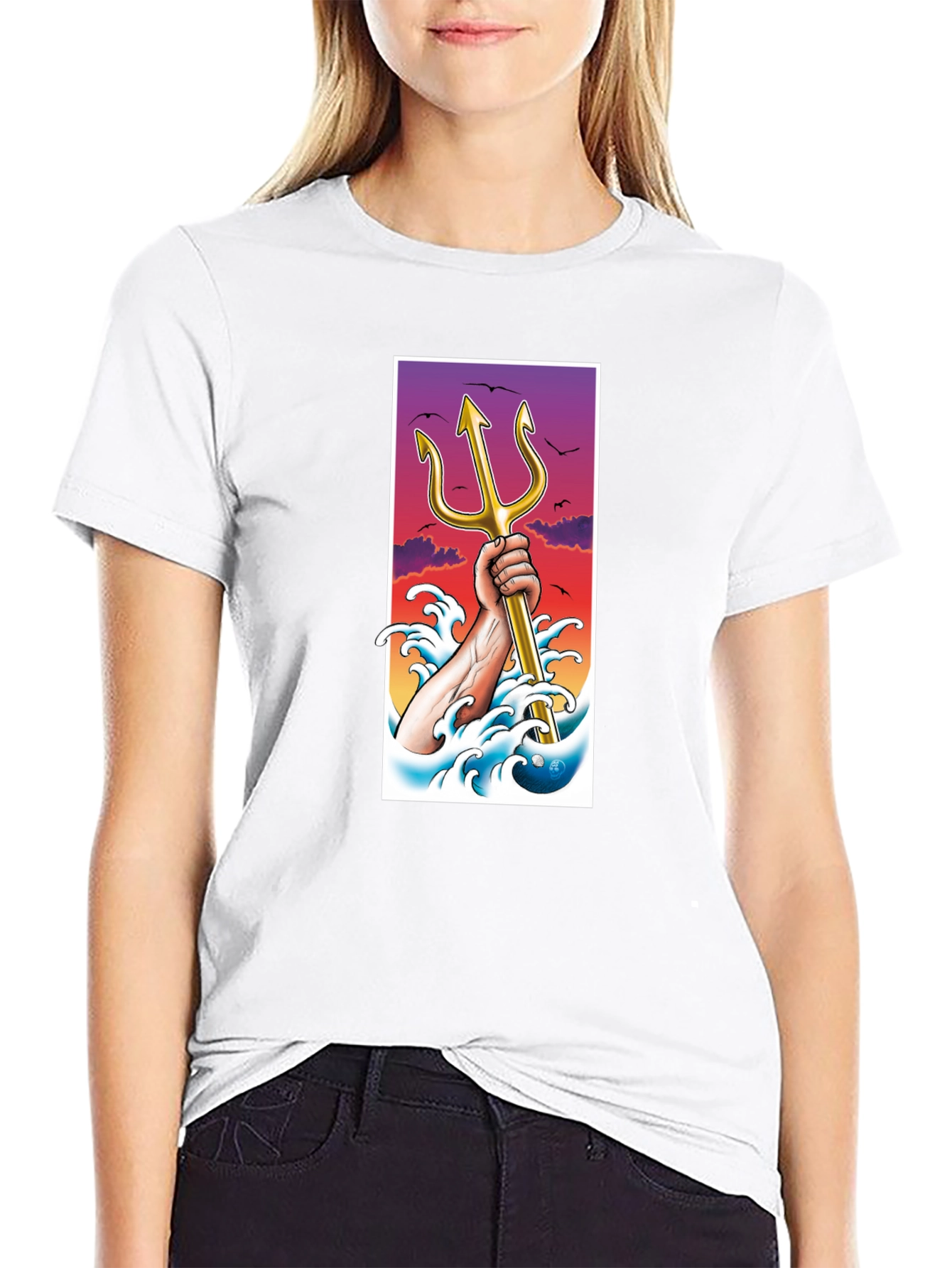 Trident Graphic Tee - Stylish Cotton Blend T-Shirt