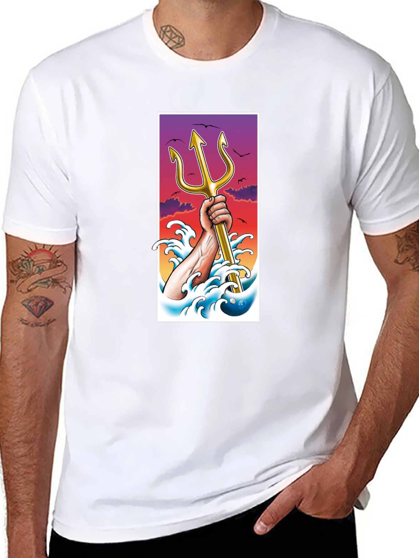 Trident Graphic Tee - Stylish Cotton Blend T-Shirt