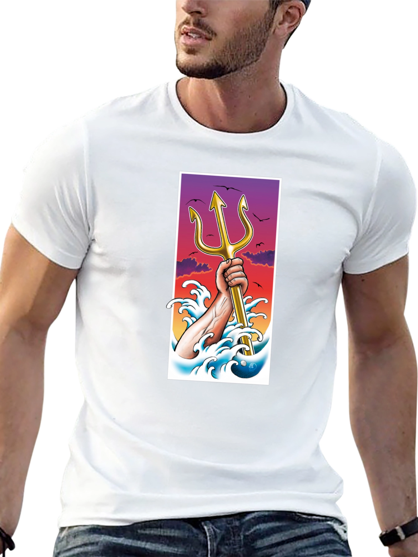 Trident Graphic Tee - Stylish Cotton Blend T-Shirt