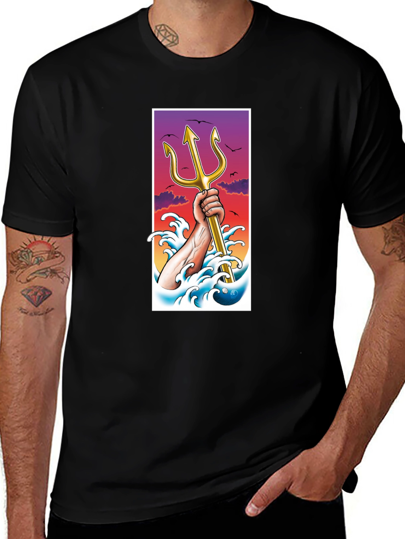 Trident Graphic Tee - Stylish Cotton Blend T-Shirt