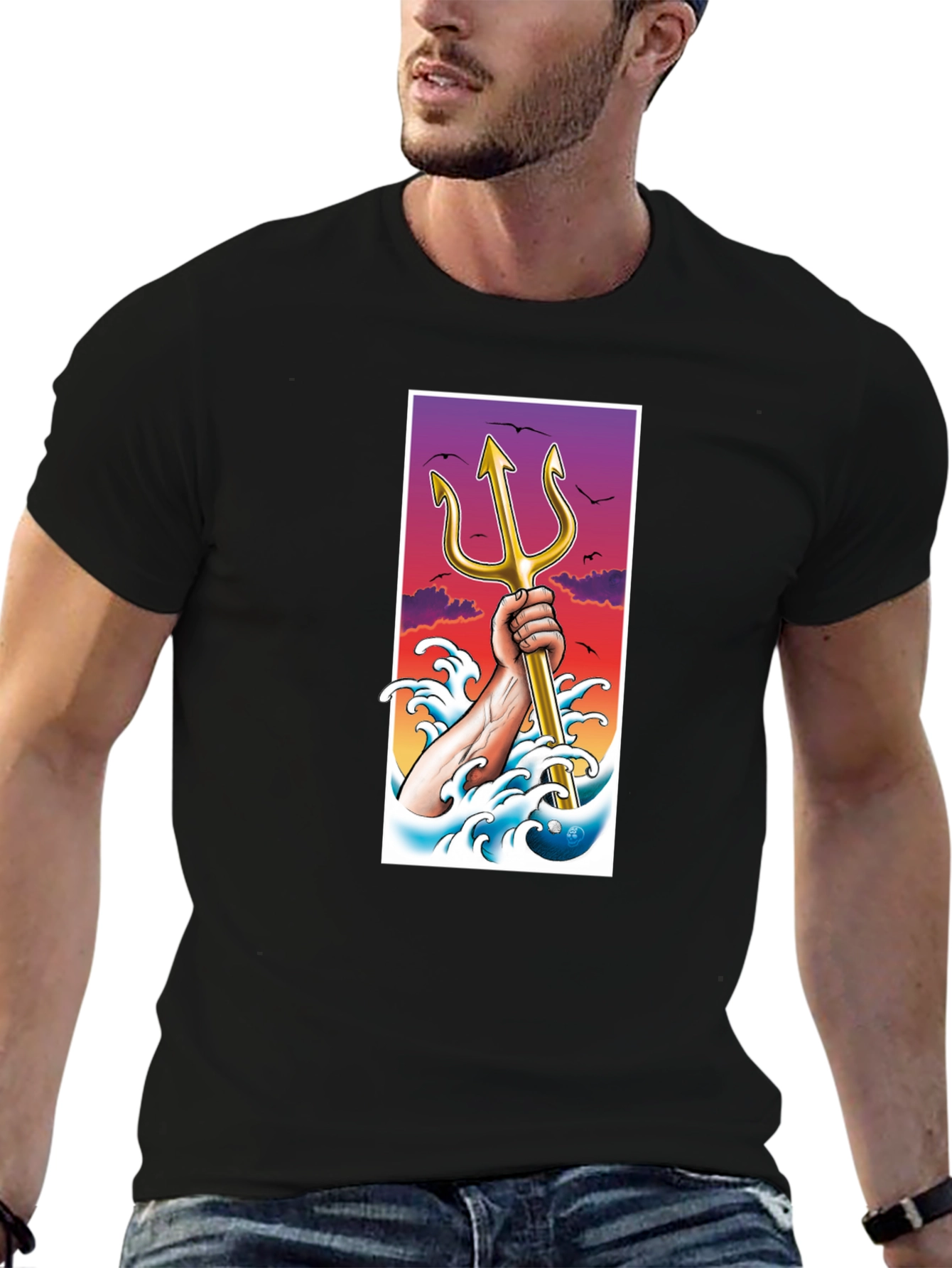 Trident Graphic Tee - Stylish Cotton Blend T-Shirt