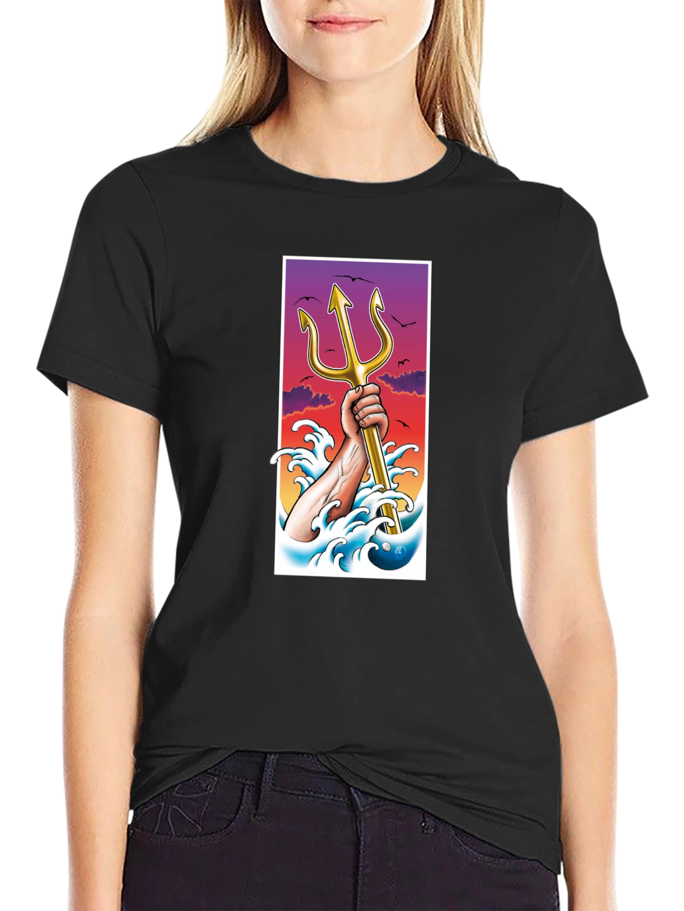 Trident Graphic Tee - Stylish Cotton Blend T-Shirt