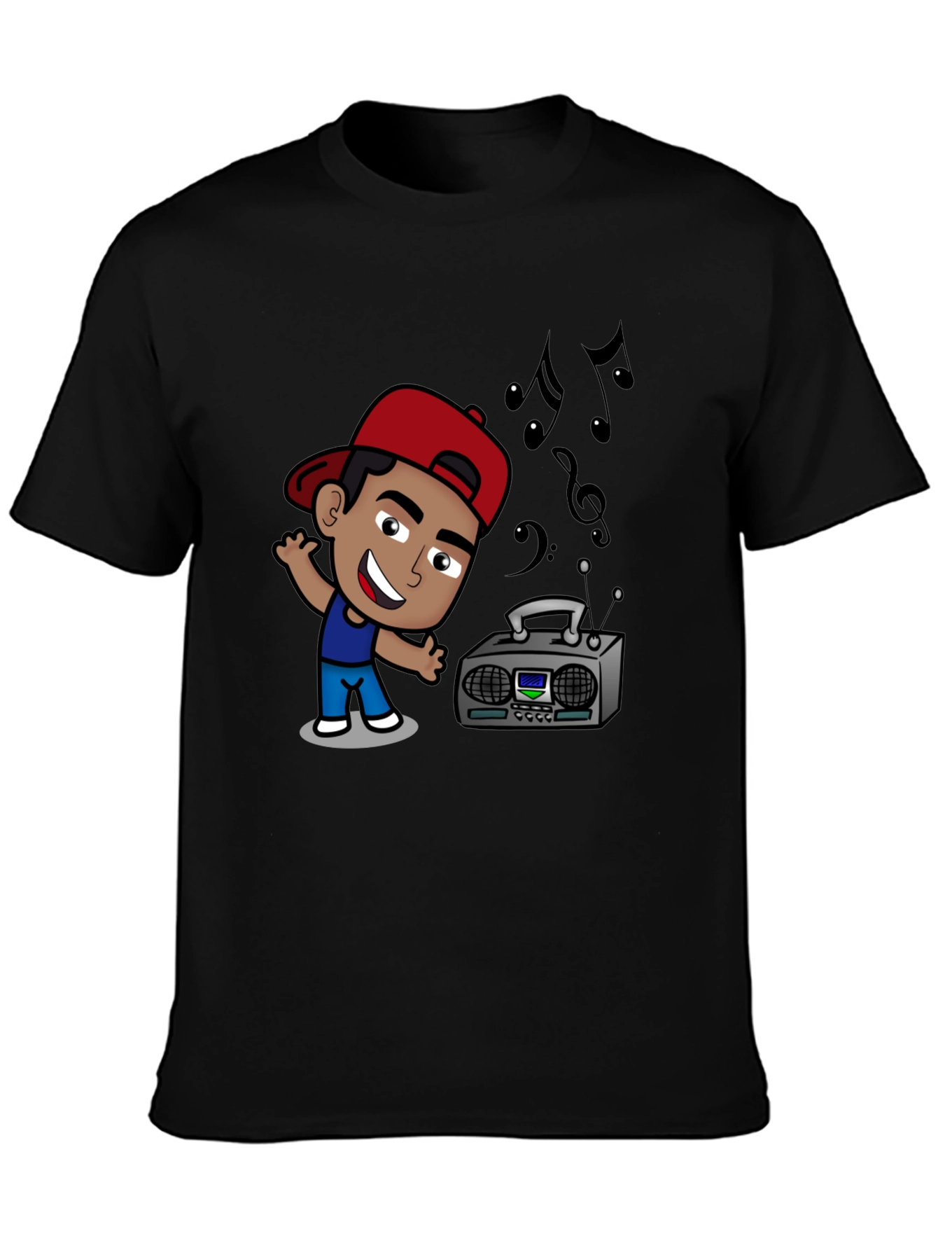 Cartoon DJ Black T-Shirt