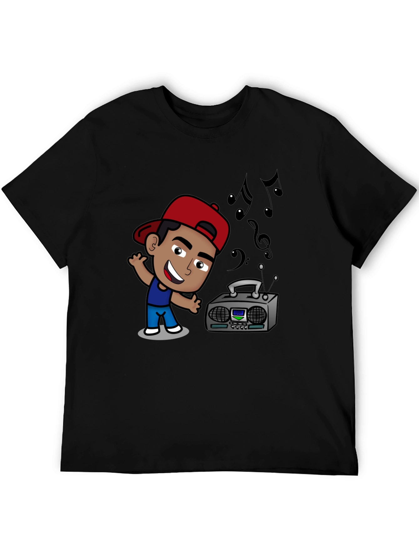 Cartoon DJ Black T-Shirt