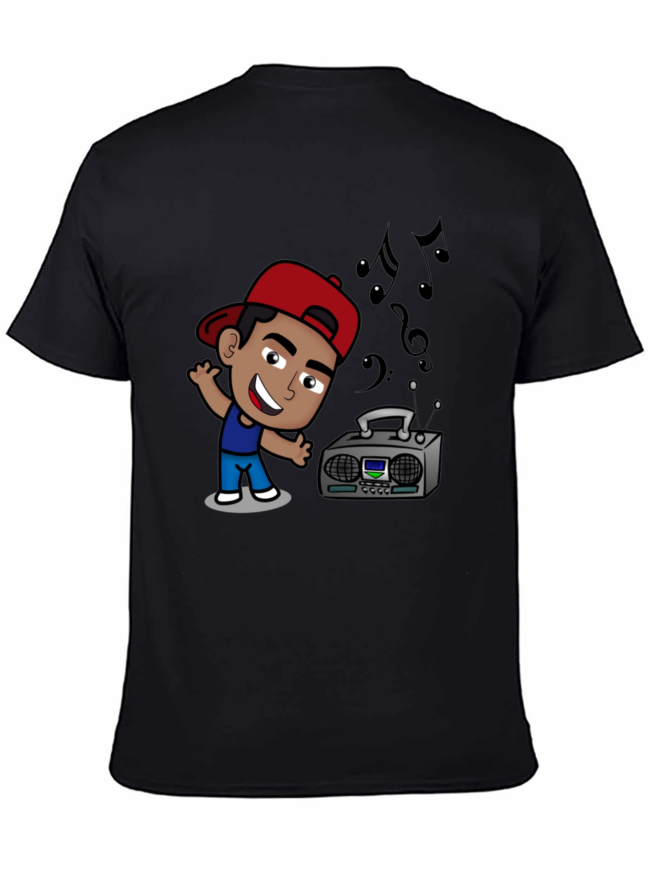Cartoon DJ Black T-Shirt