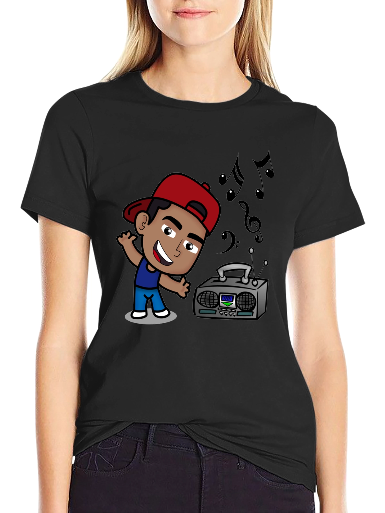 Cartoon DJ Black T-Shirt