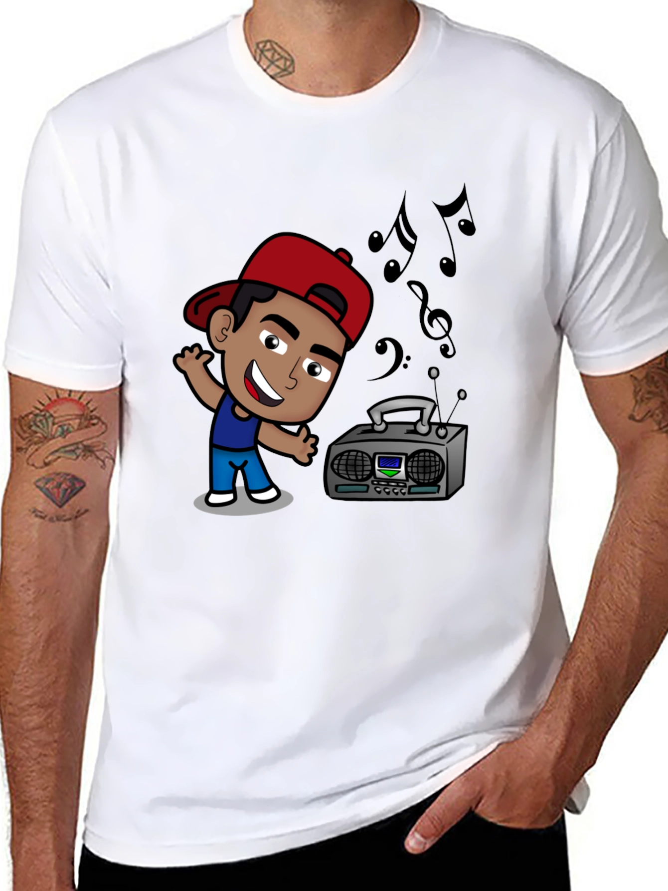 Cartoon DJ Black T-Shirt
