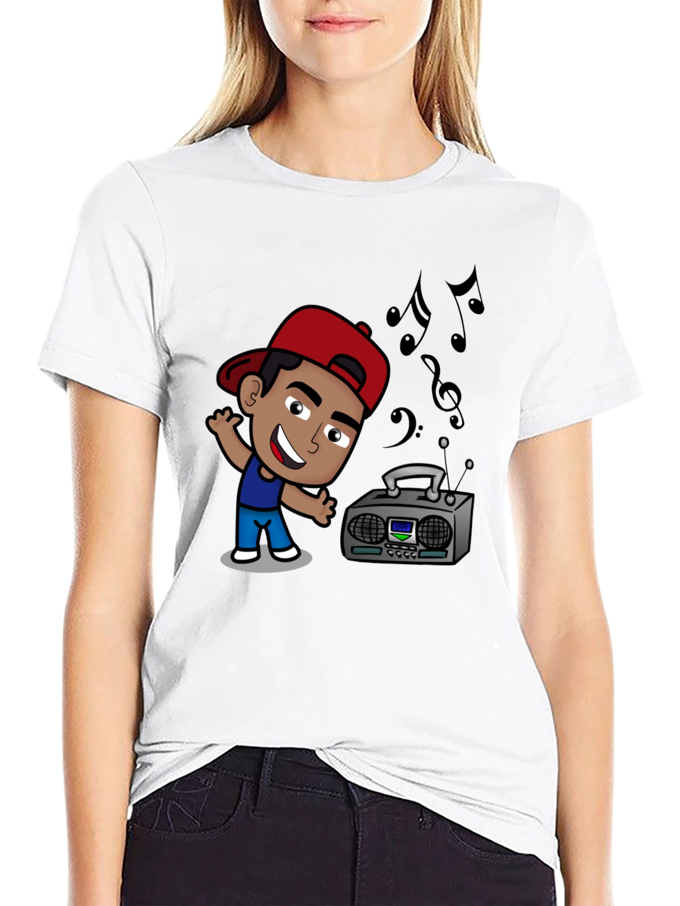 Cartoon DJ Black T-Shirt