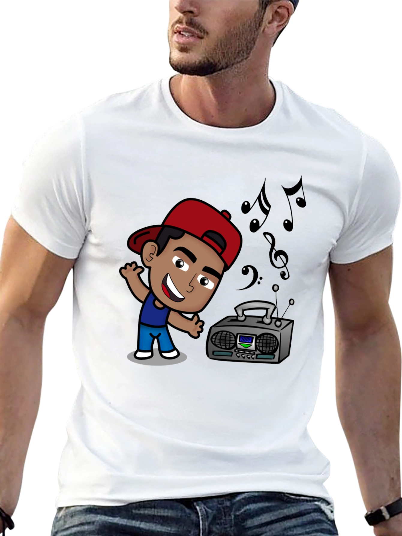 Cartoon DJ Black T-Shirt