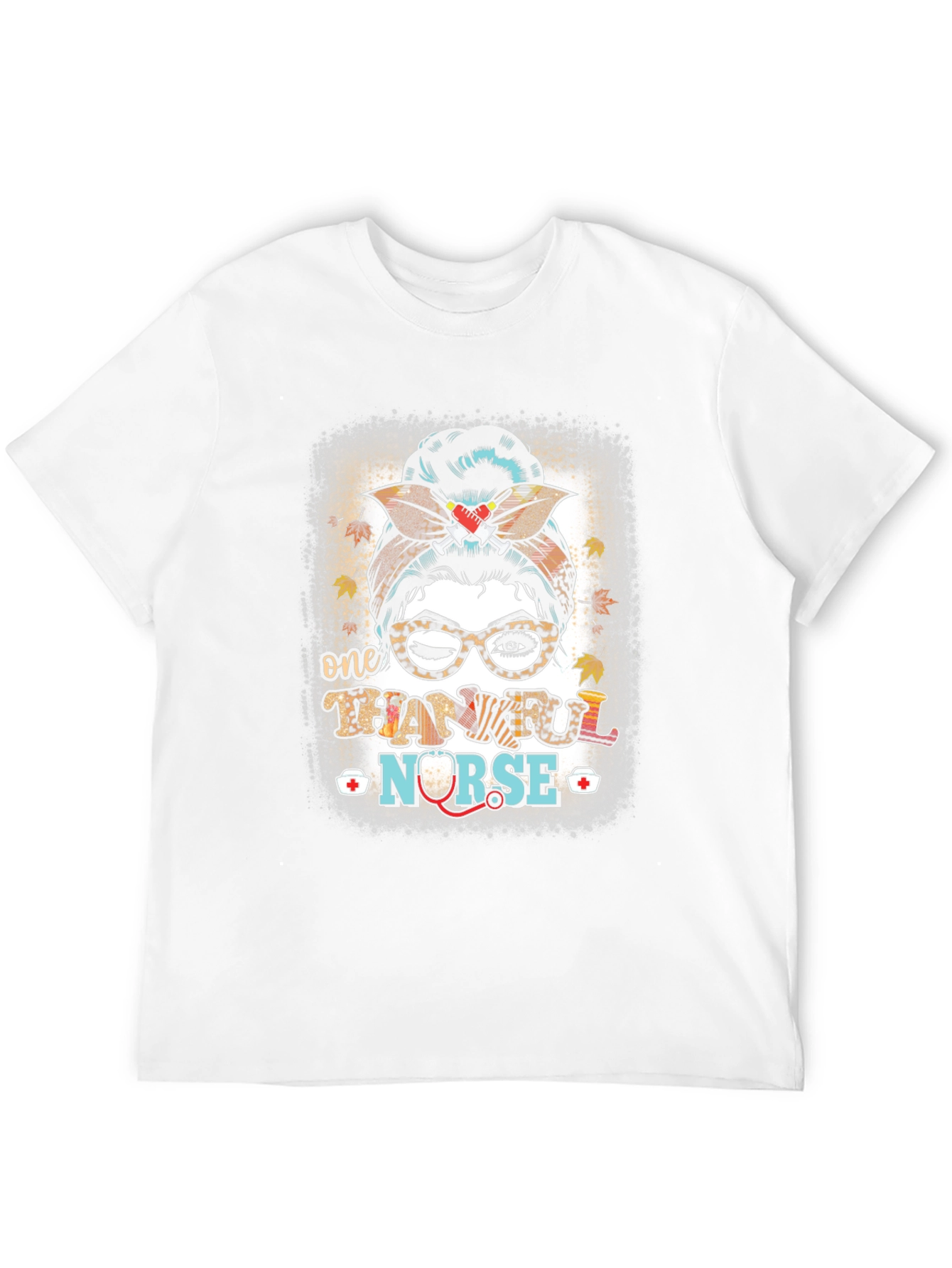 Thankful Nurse Messy Bun T-Shirt