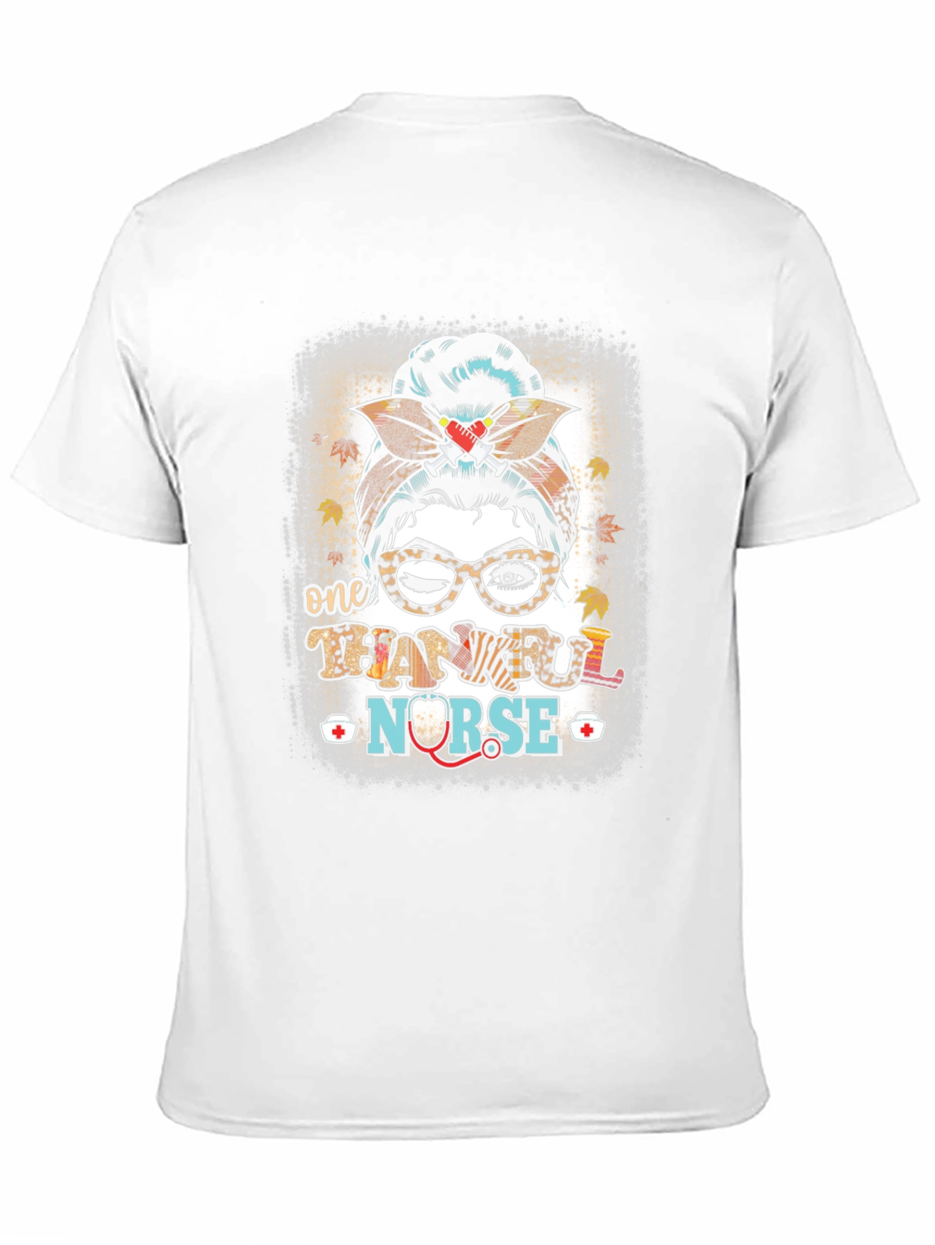 Thankful Nurse Messy Bun T-Shirt