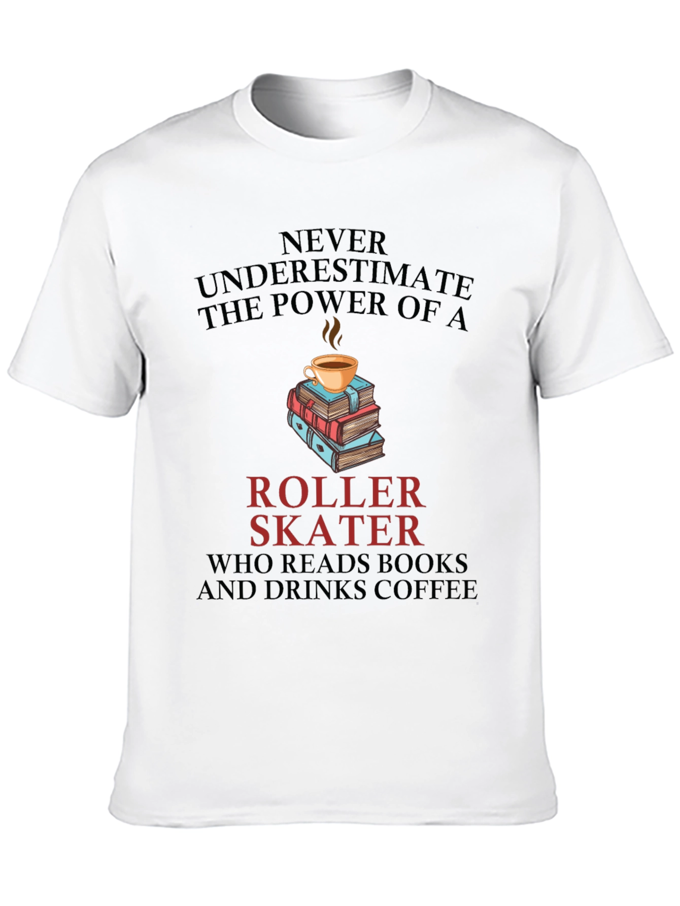 Roller Skater Books & Coffee T-Shirt