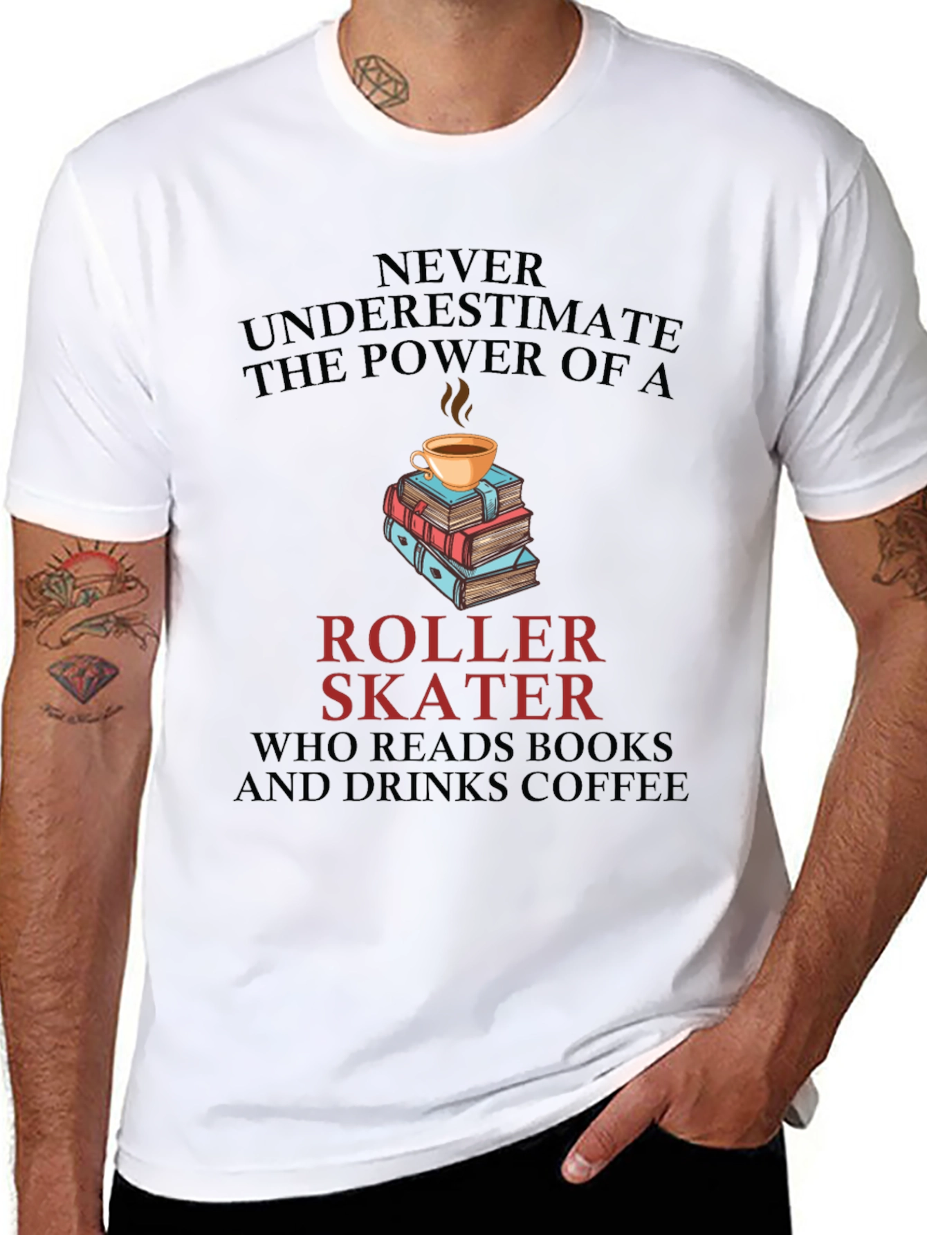 Roller Skater Books & Coffee T-Shirt