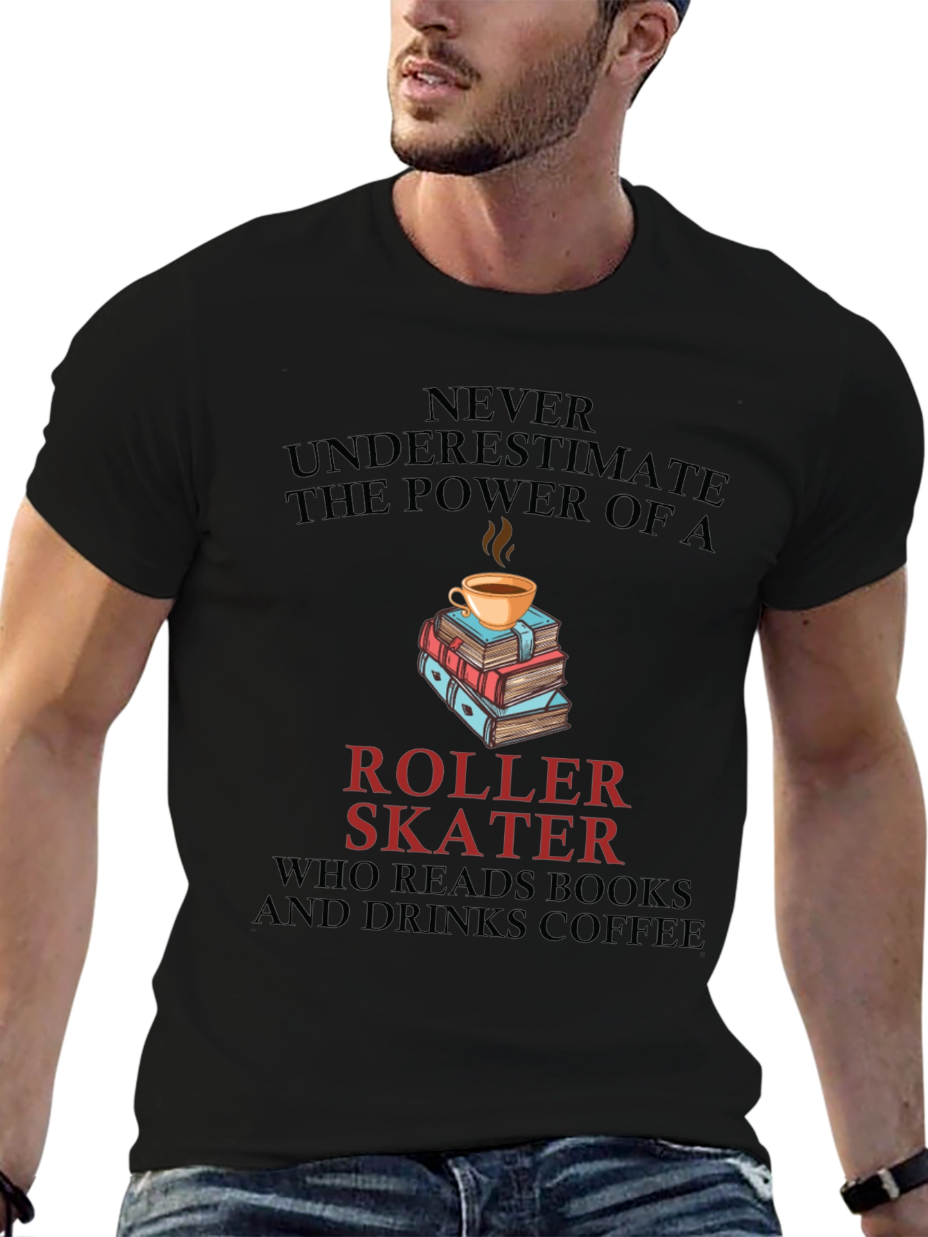 Roller Skater Books & Coffee T-Shirt