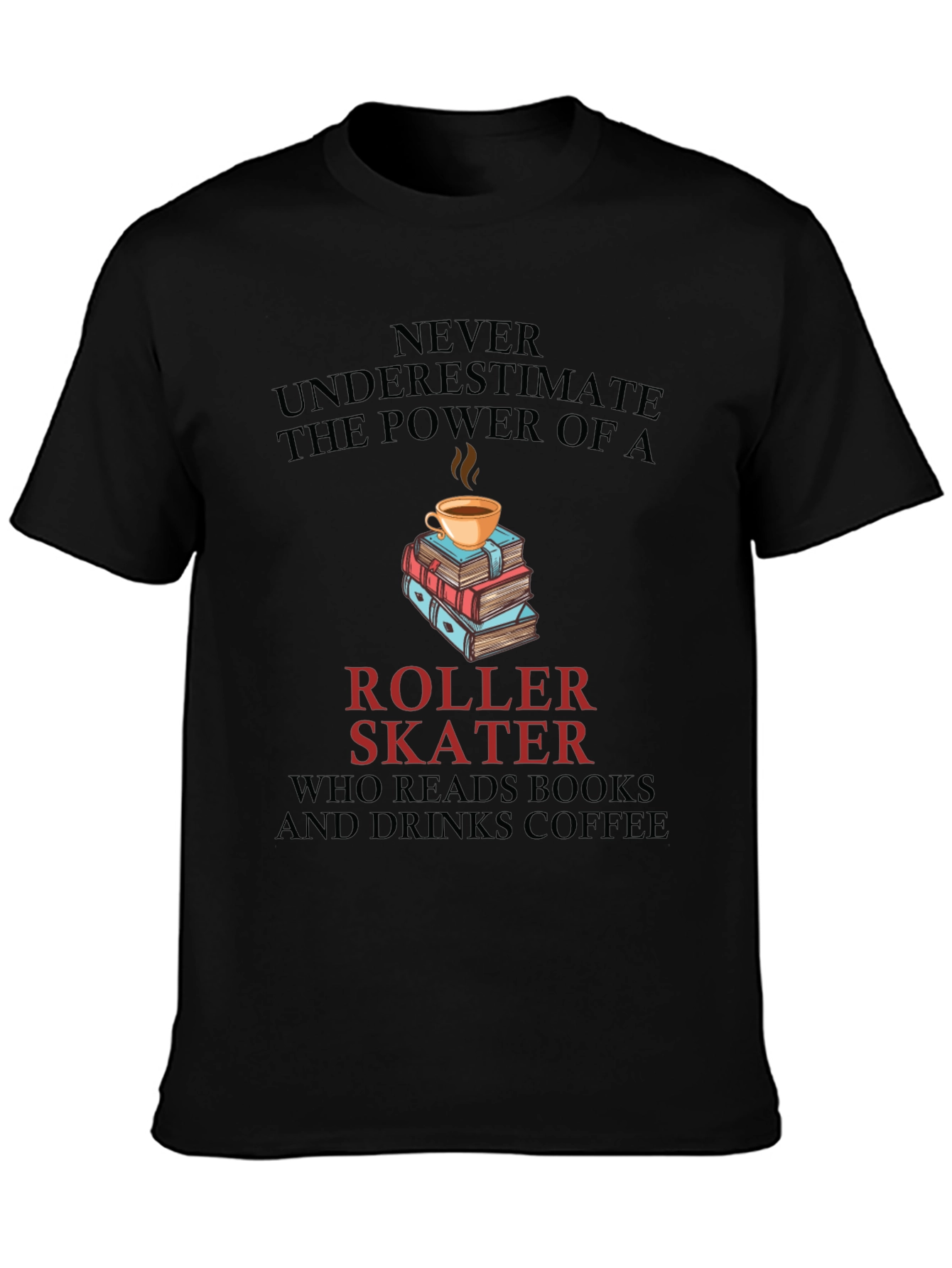 Roller Skater Books & Coffee T-Shirt