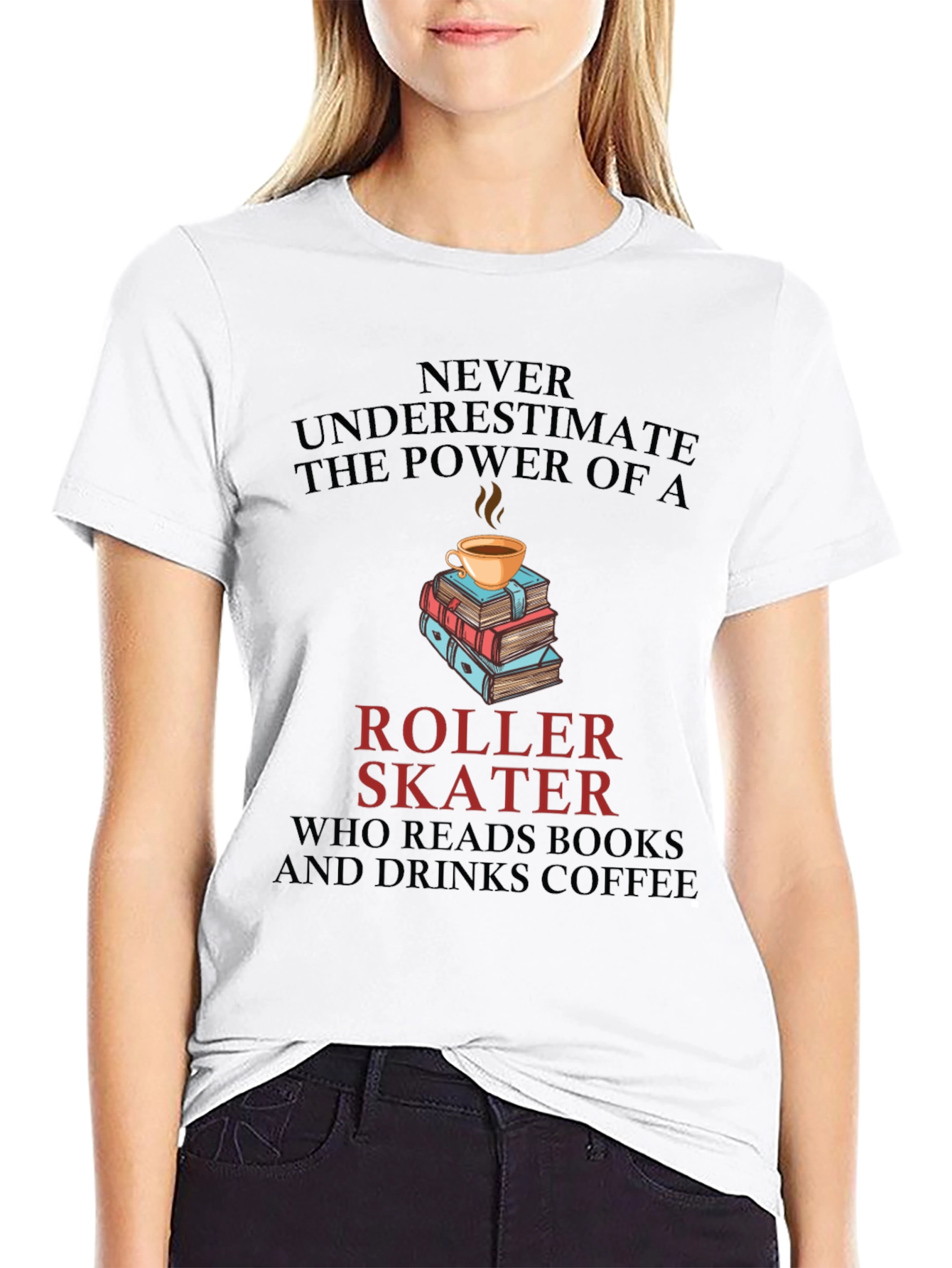 Roller Skater Books & Coffee T-Shirt