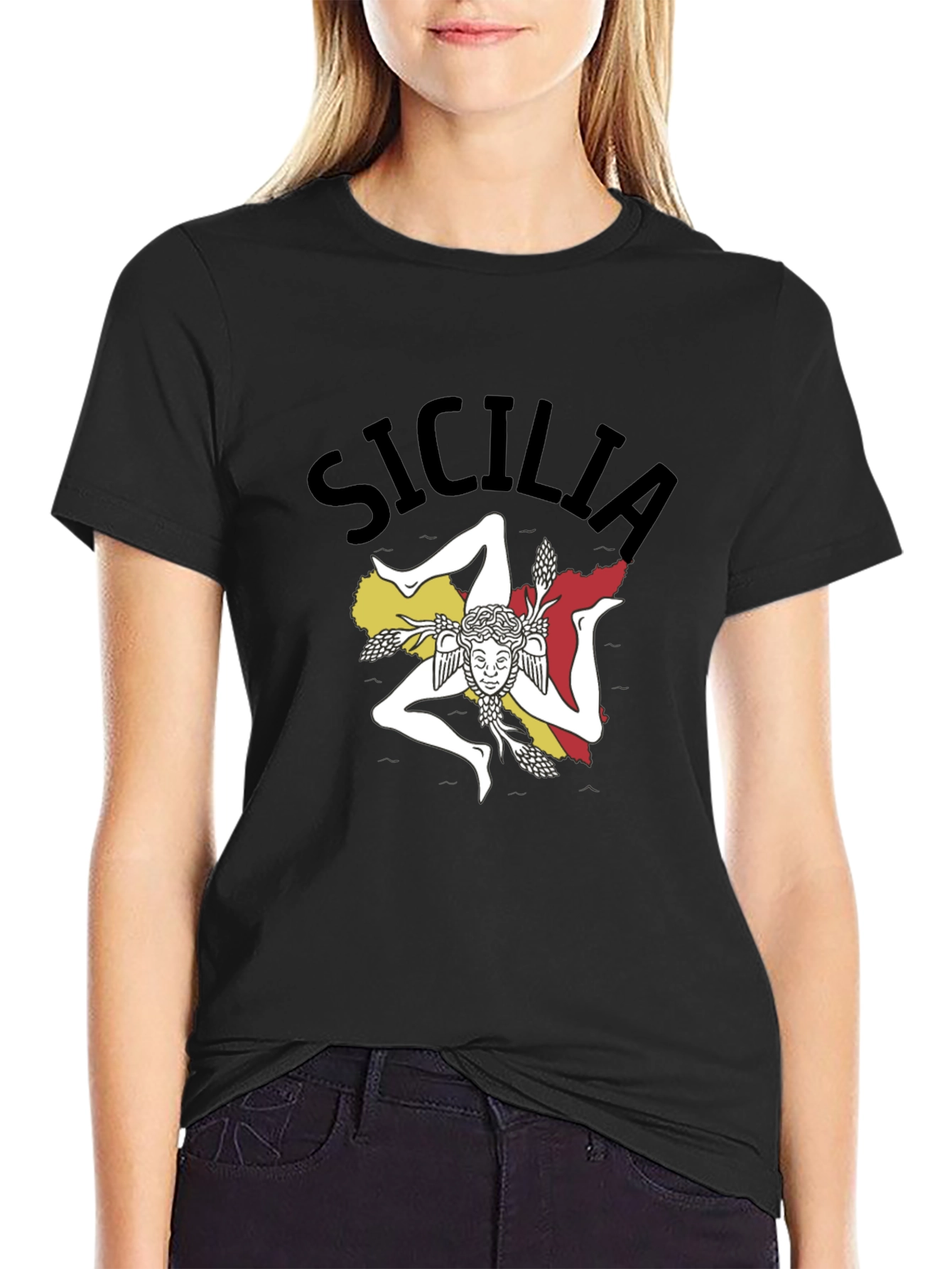 Sicilia T-Shirt Black Cotton Tee