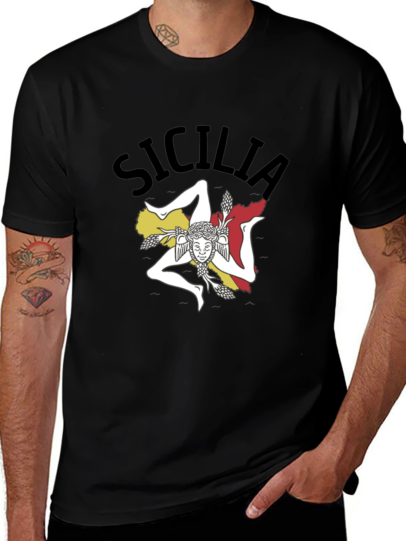 Sicilia T-Shirt Black Cotton Tee