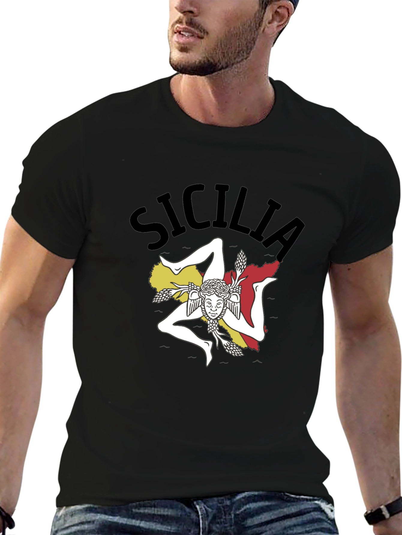 Sicilia T-Shirt Black Cotton Tee