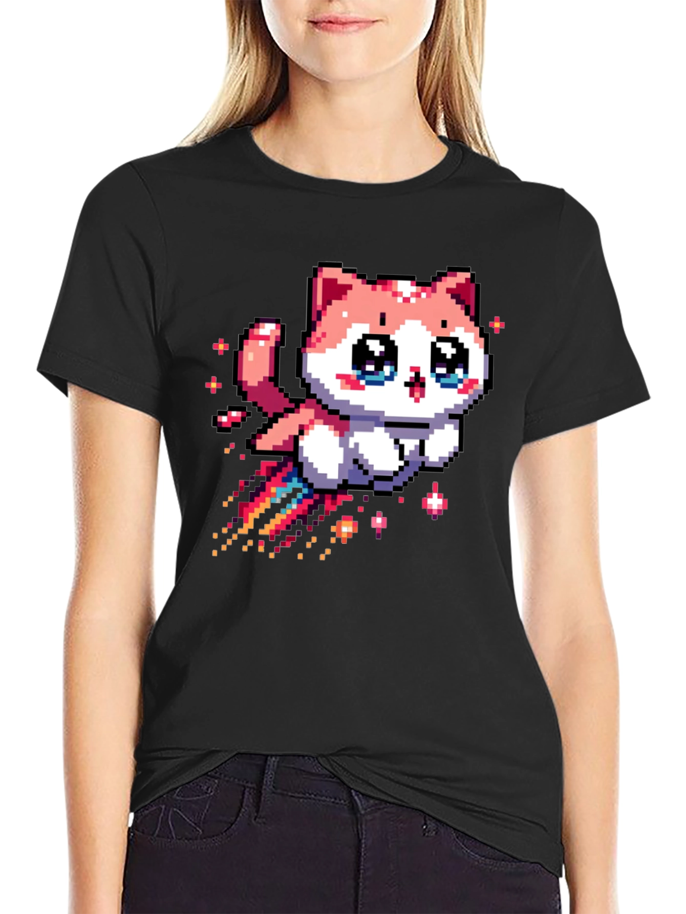Pixel Cat T-Shirt - Cute Kawaii Style