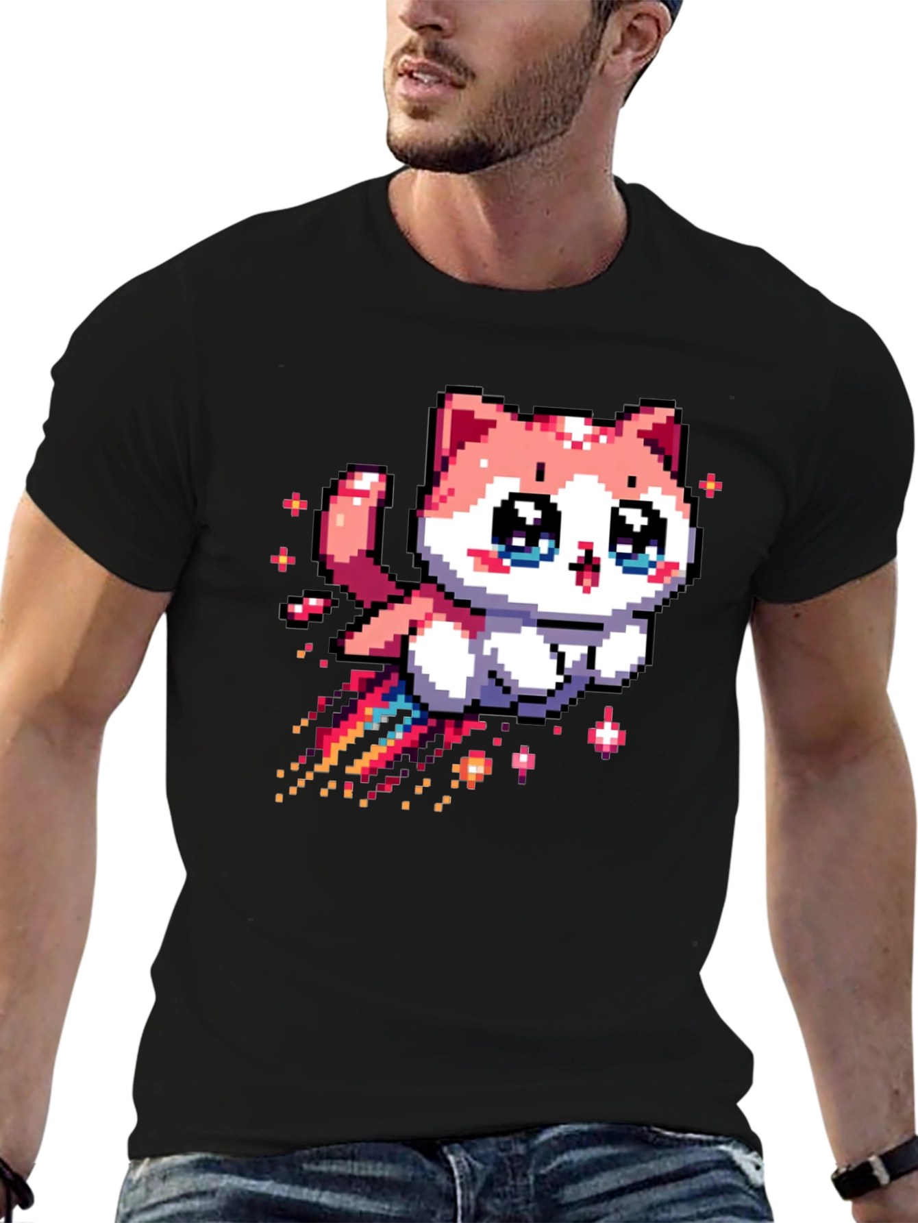 Pixel Cat T-Shirt - Cute Kawaii Style