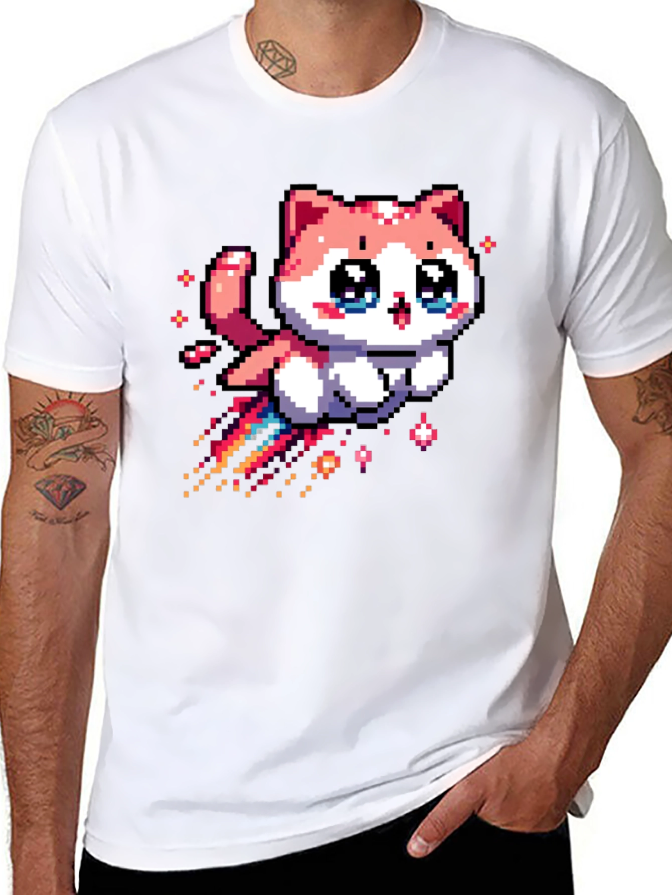 Pixel Cat T-Shirt - Cute Kawaii Style