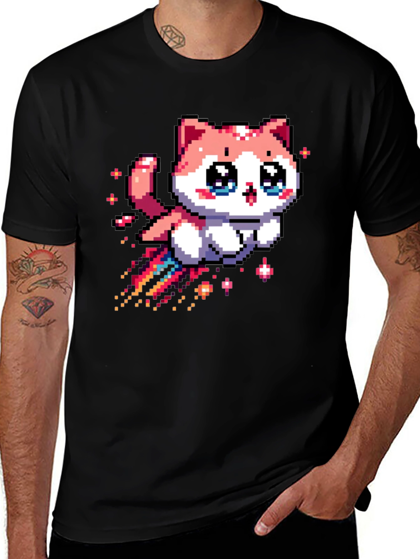 Pixel Cat T-Shirt - Cute Kawaii Style