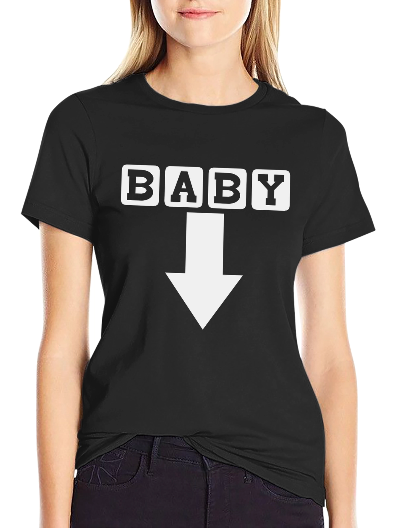 Baby Arrow Pointing Down Black T-Shirt