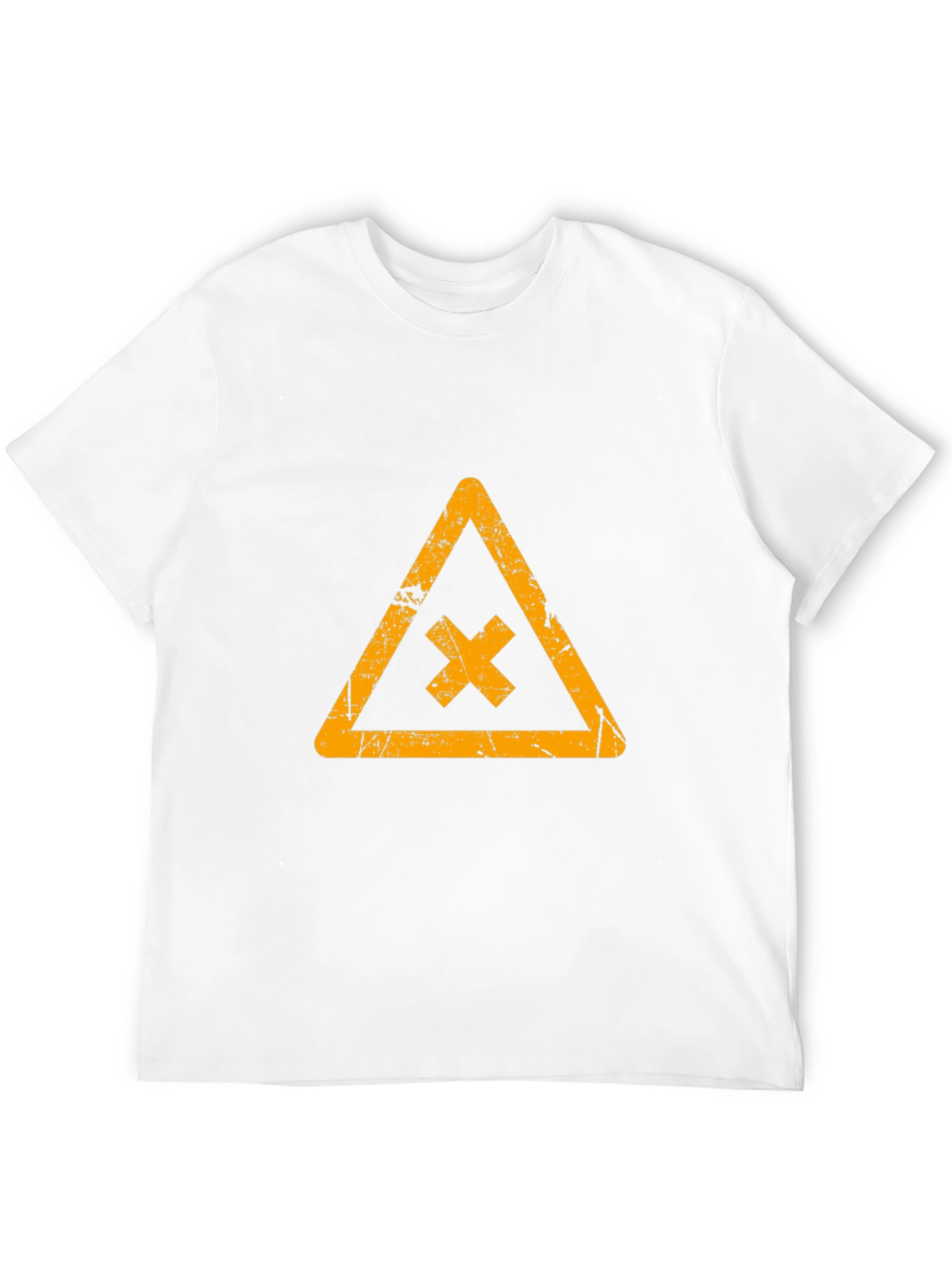 Distressed Graphic Tee: Triangle Hazard Symbol T-Shirt