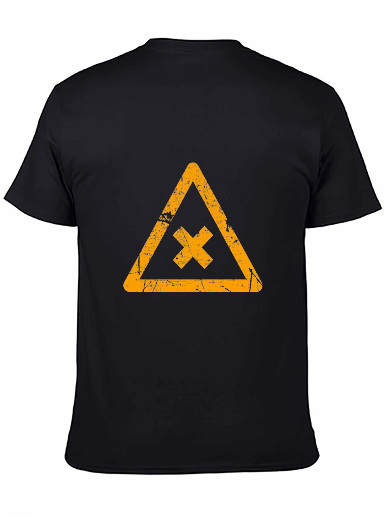 Distressed Graphic Tee: Triangle Hazard Symbol T-Shirt