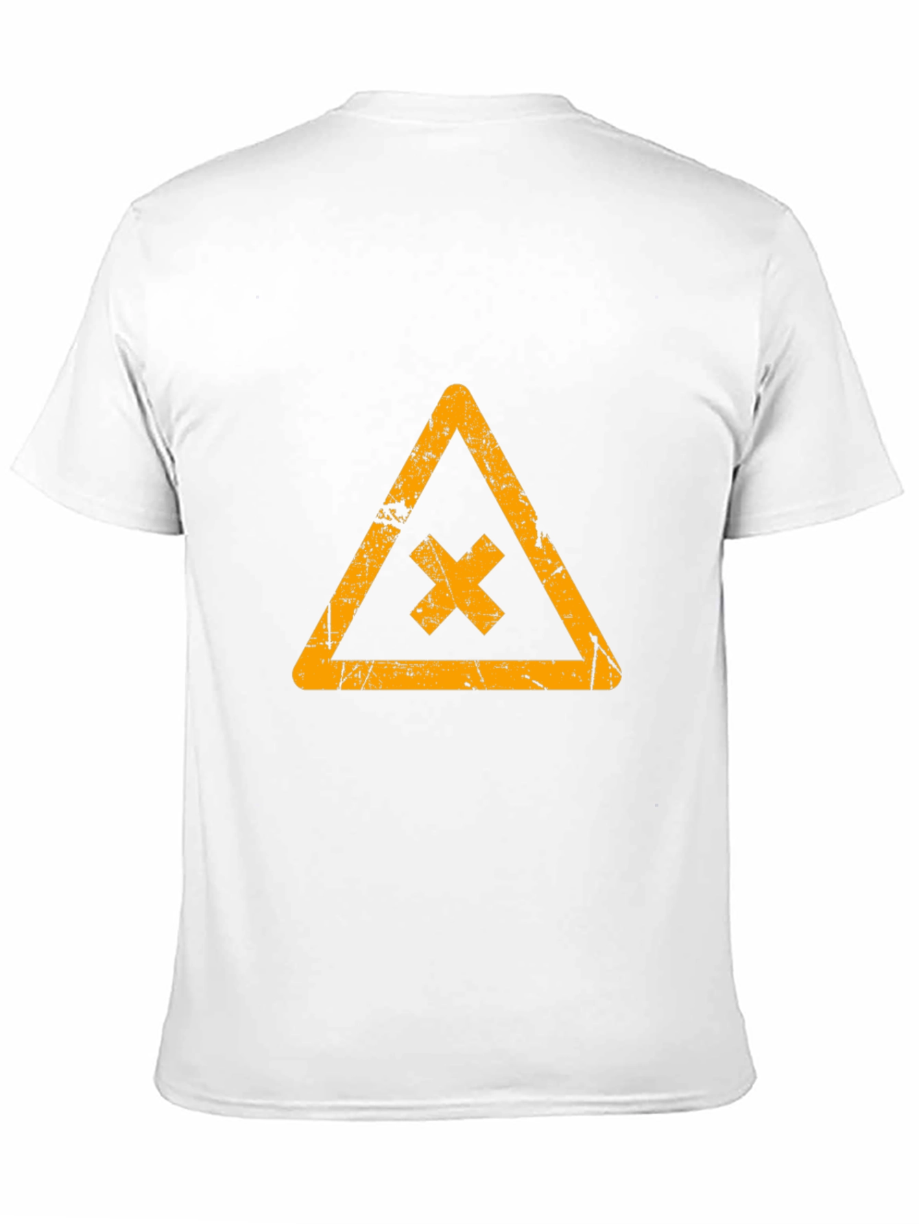 Distressed Graphic Tee: Triangle Hazard Symbol T-Shirt