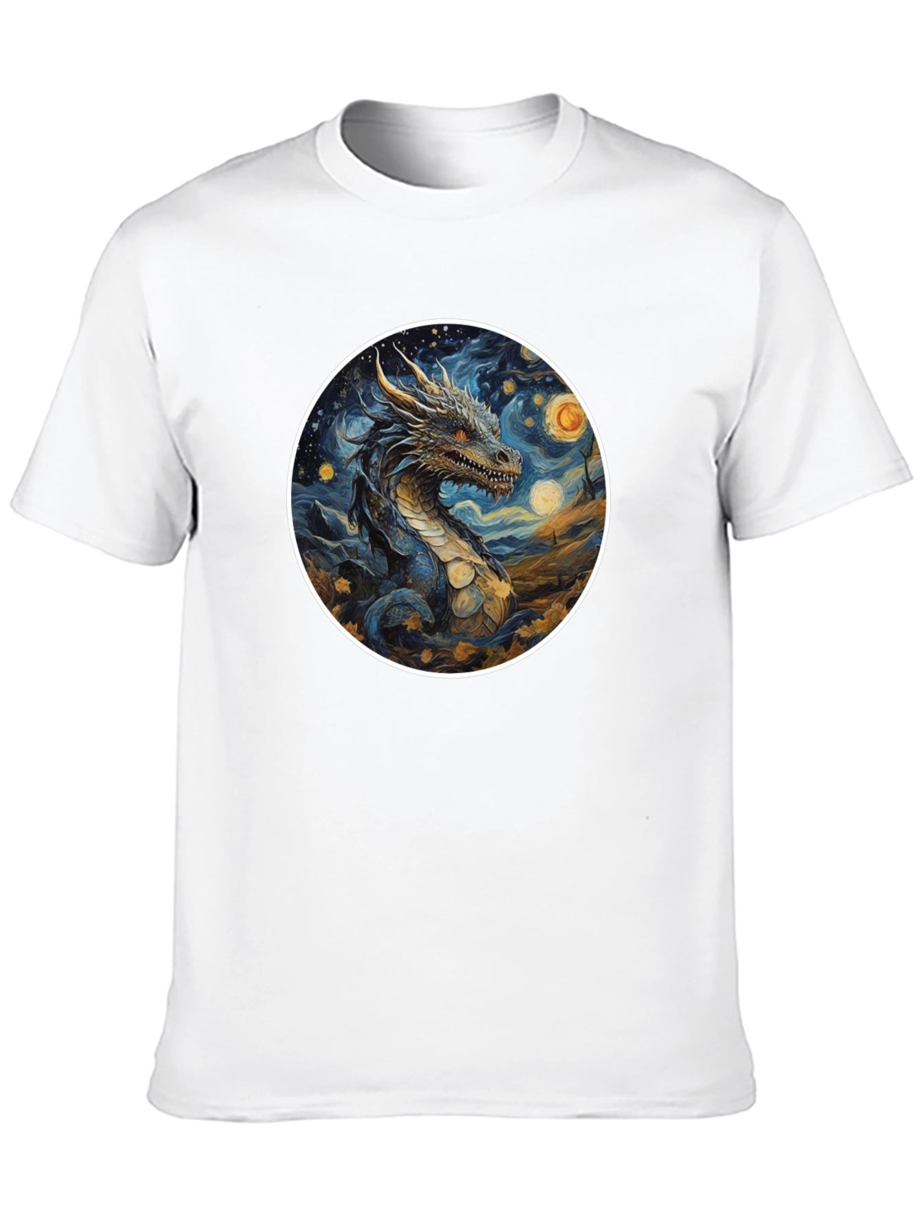 Dragon Starry Night Graphic Tee - Black