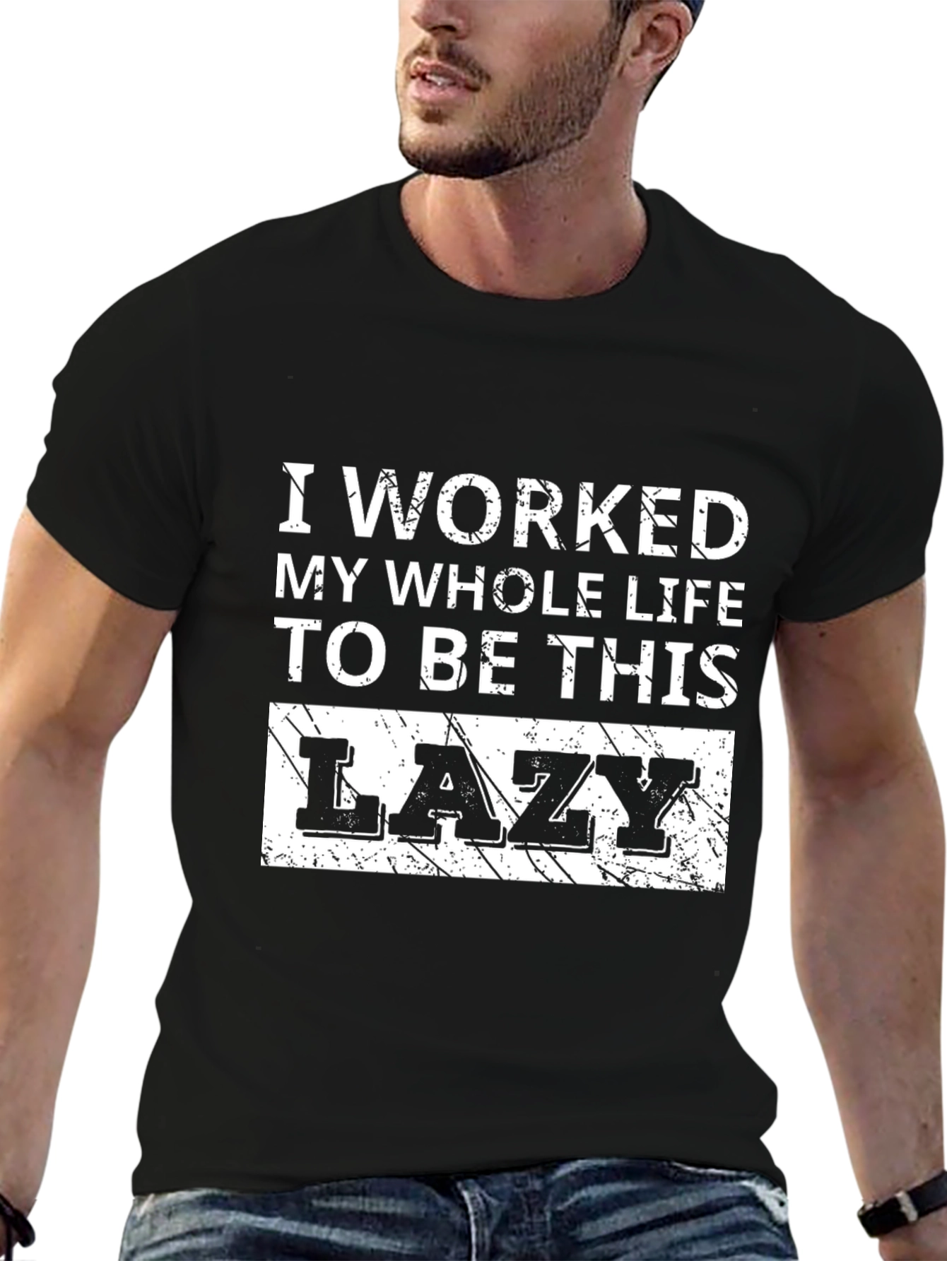 Funny Lazy Slogan Black T-Shirt